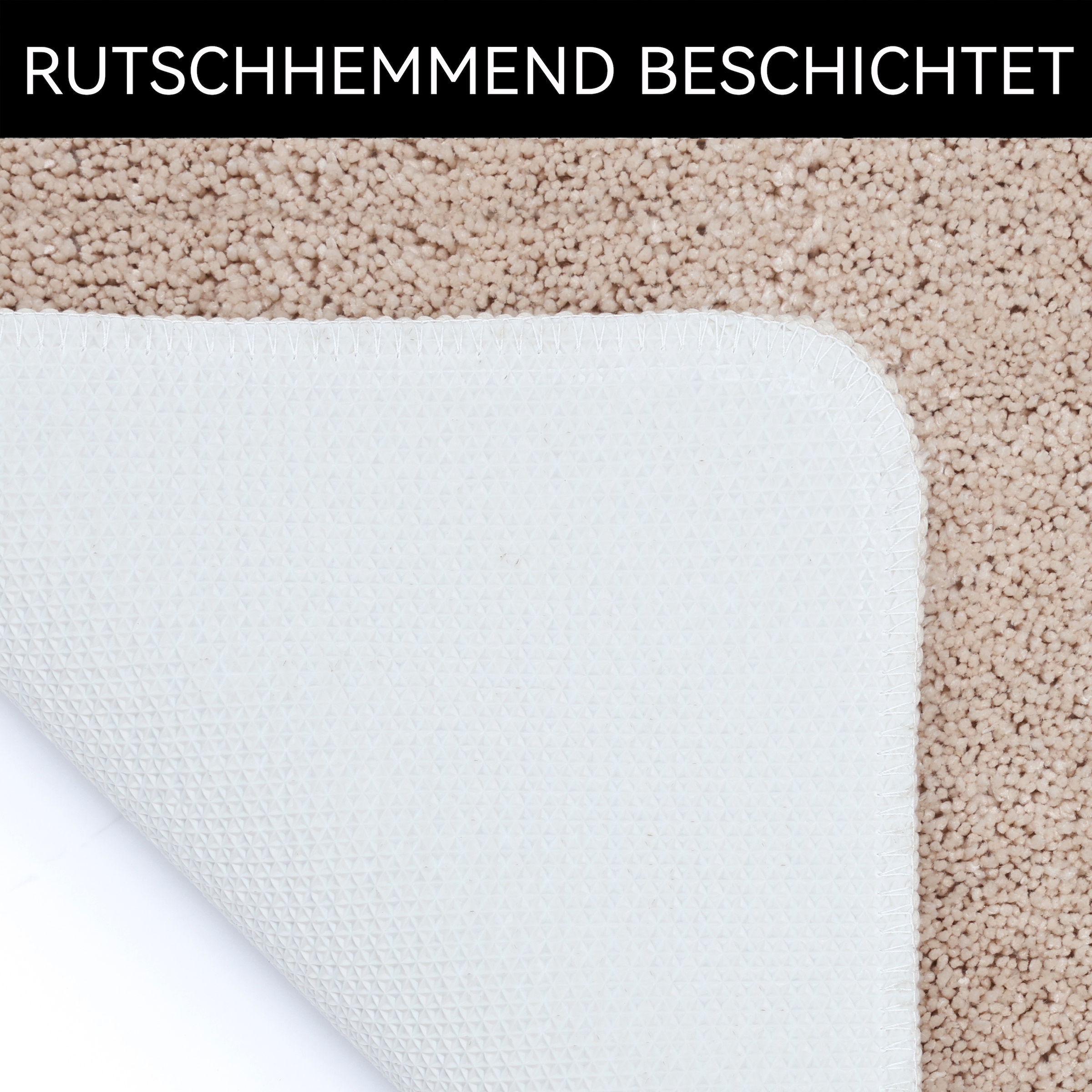 GOODproduct Badematte »Sanremo mit Rahmen, Badvorleger, Badezimmer, sehr weich, Hoch-Tief« Höhe 25 mm rutschhemmend beschichtet fussbodenheizungsgeeignet | schnell trocknend Badteppich, unifarben, rechteckig und als 3-tlg. Set erhältlich