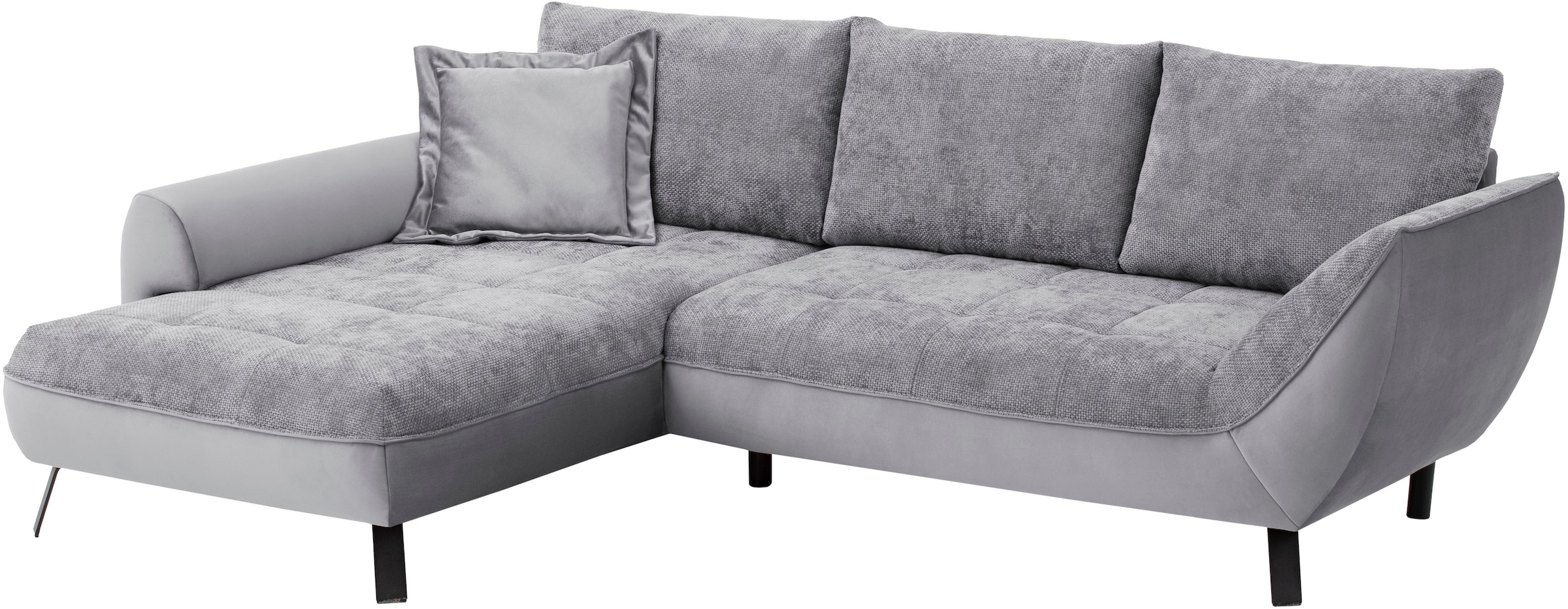 exxpo - sofa fashion Canapé d'angle »Bellinii, Materialmix, Strukturbezug und pflegeleichter Microvelours« bequem und modern, Materialmix, L-Form