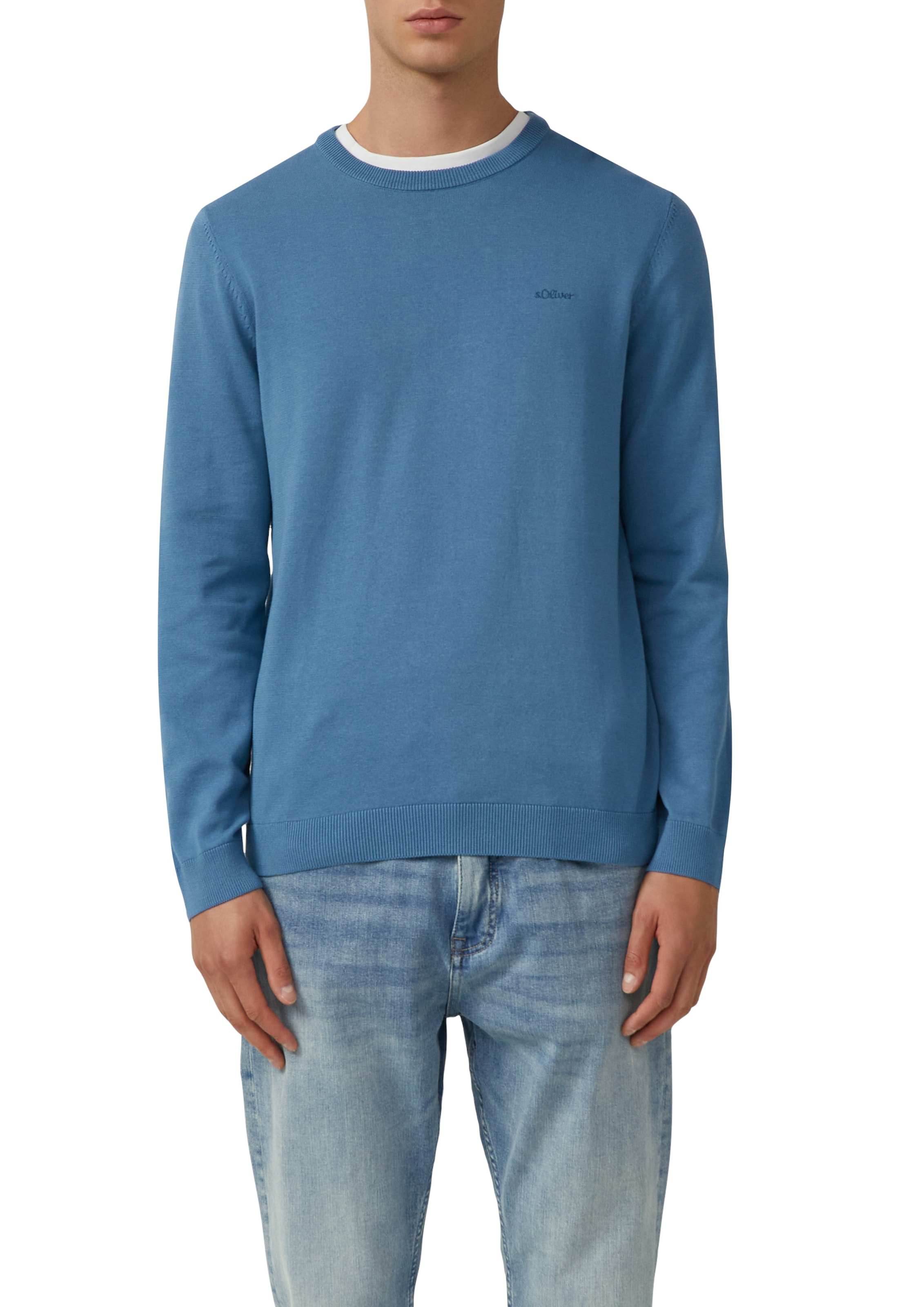 s.Oliver Pull à col rond mit Logo Stickerei