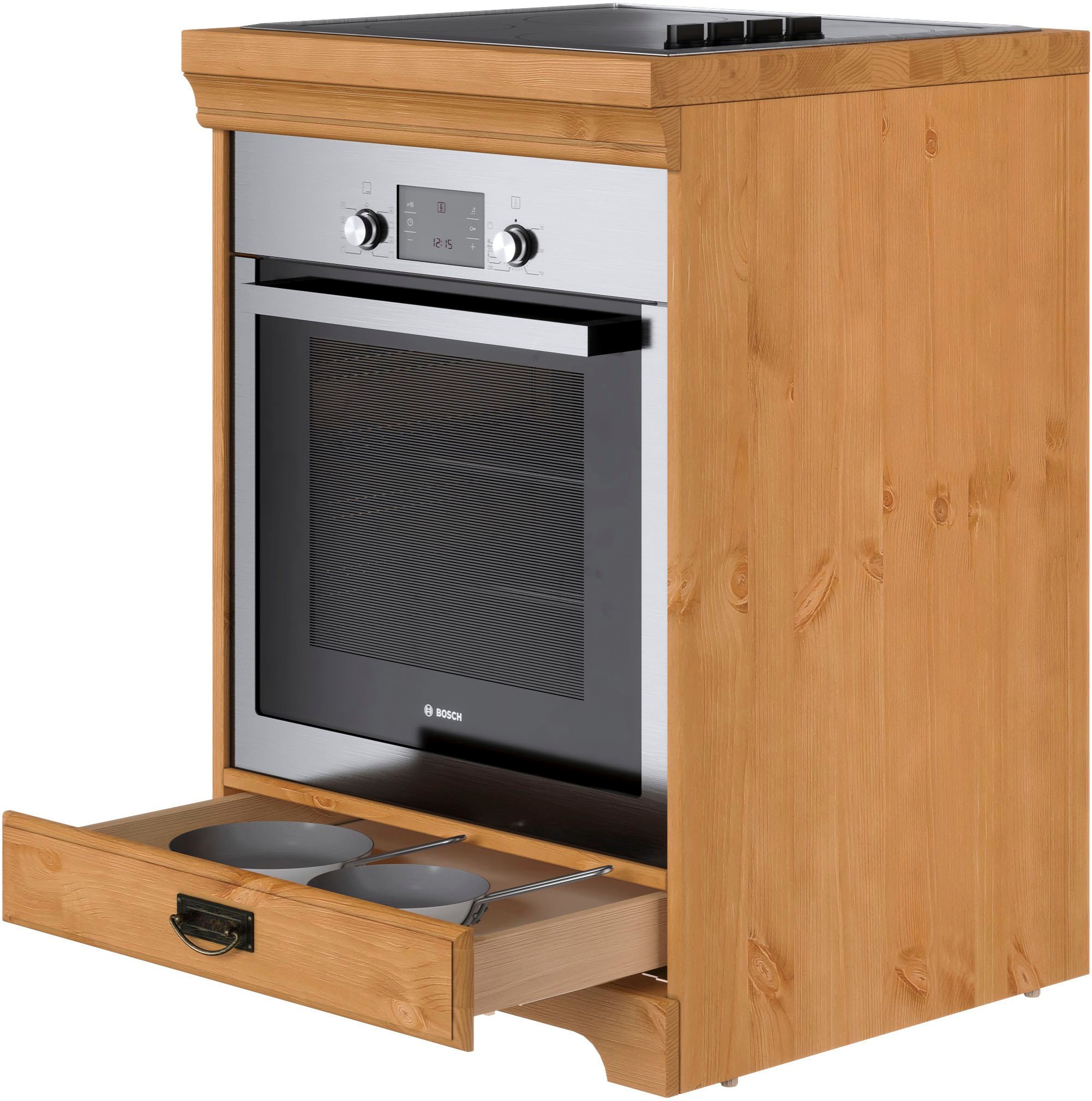 Home affaire Armoire encastrée pour cuisinière »Rügen« Breite 60 cm, Kiefer massiv, Nischenmass Herd B/T/H 56,7/54,2/60,5 cm