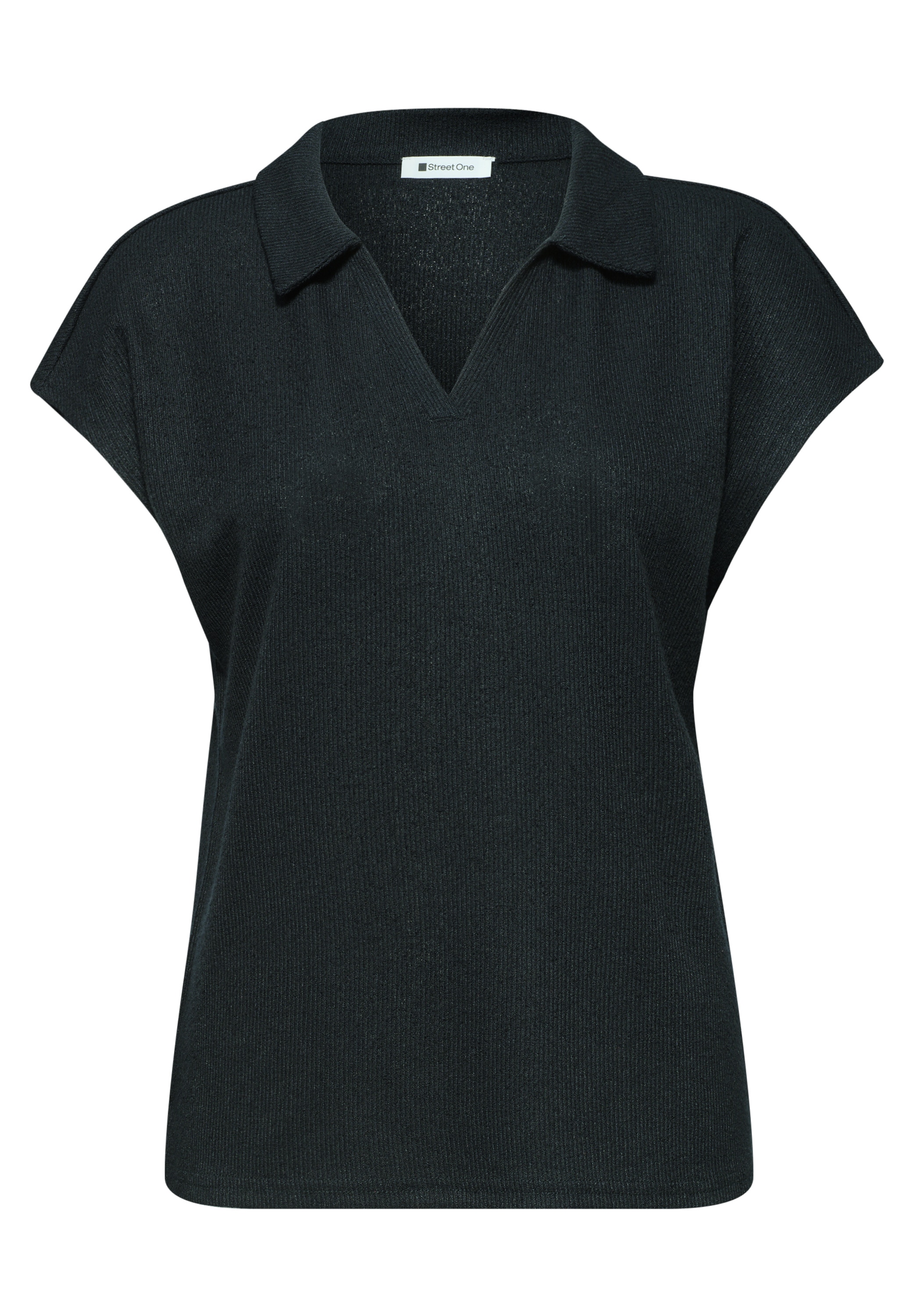 STREET ONE Polo structure fine, uni, épaules tombantes