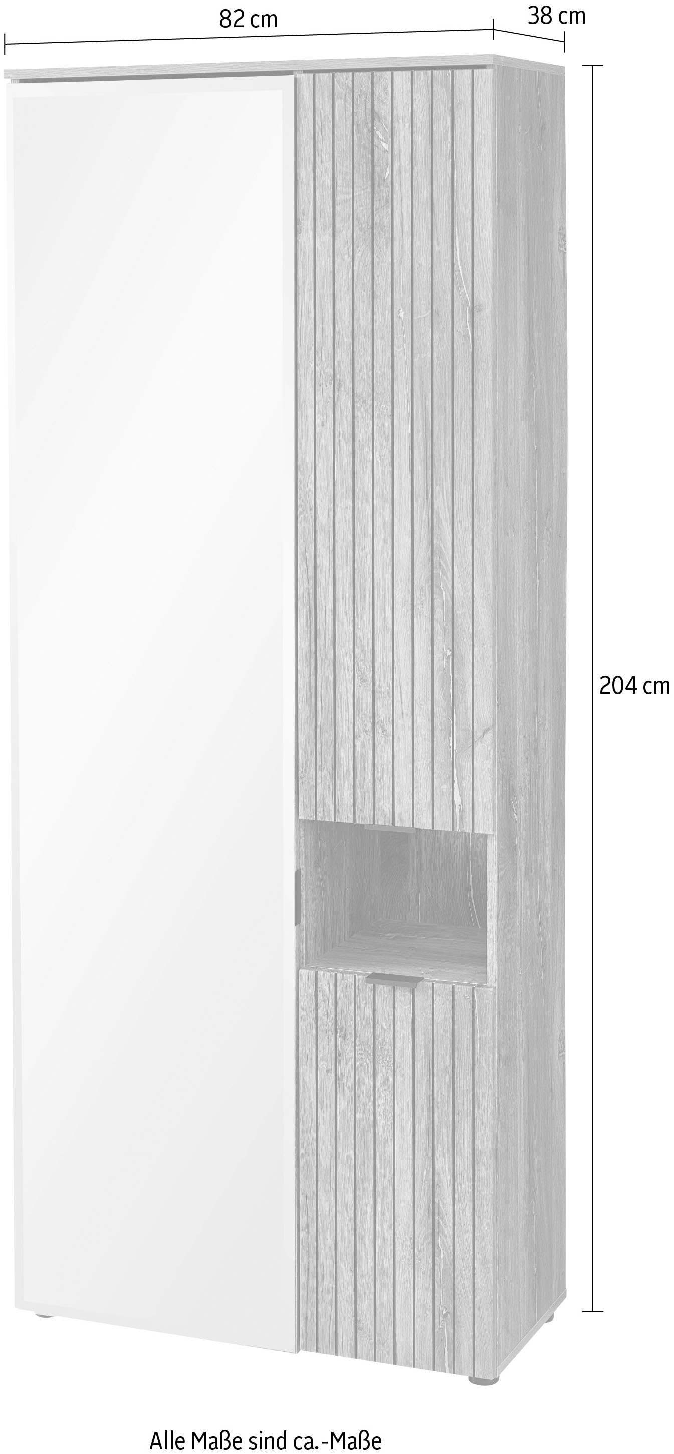 Innostyle Garderobenschrank »LINEA Garderoben Set,besteht aus 5 Typen, 266x204x38cm (B/H/T)« 5 Stk. tlg. Spiegeltür, 2 Holztüren,Led-Beleuchtung, Soft-Close,ABS-Schutzkanten