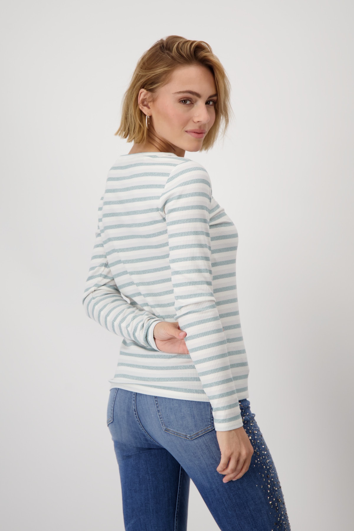 Monari Rundhalsshirt mit Streifen