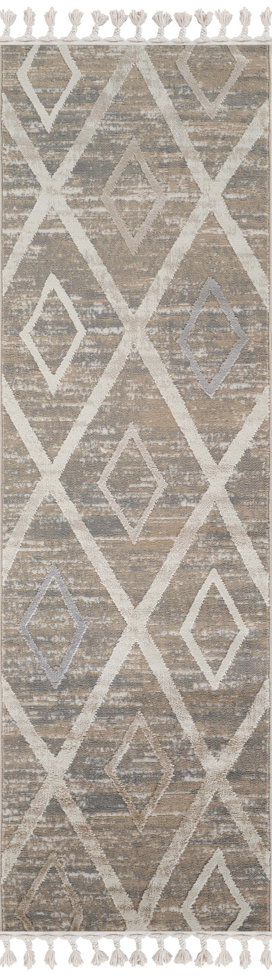 GOODproduct Läufer »Otilie« rechteckig 11 mm Höhe dichte Qualität, Woll-Look, Boho, mit Fransen und Rauten, Scandi