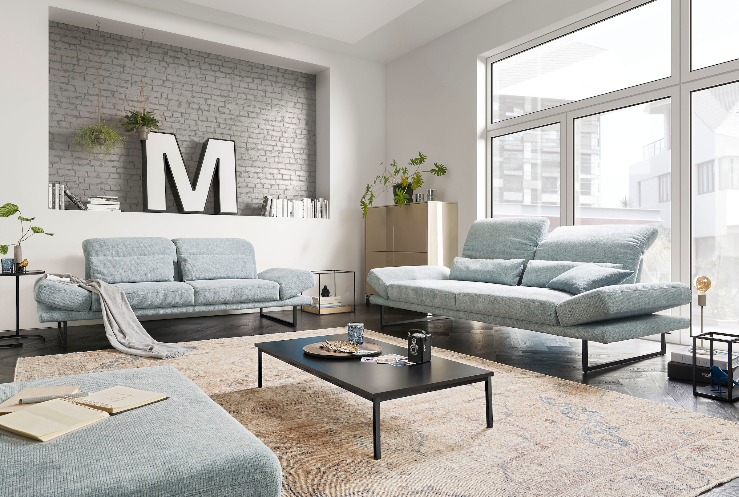 3C Candy 2-places »Mallow Designsofa mit Komfortfunktionen, modern und bequem,« accoudoirs et têtière réglables, réglage manuel de la profondeur d'assise