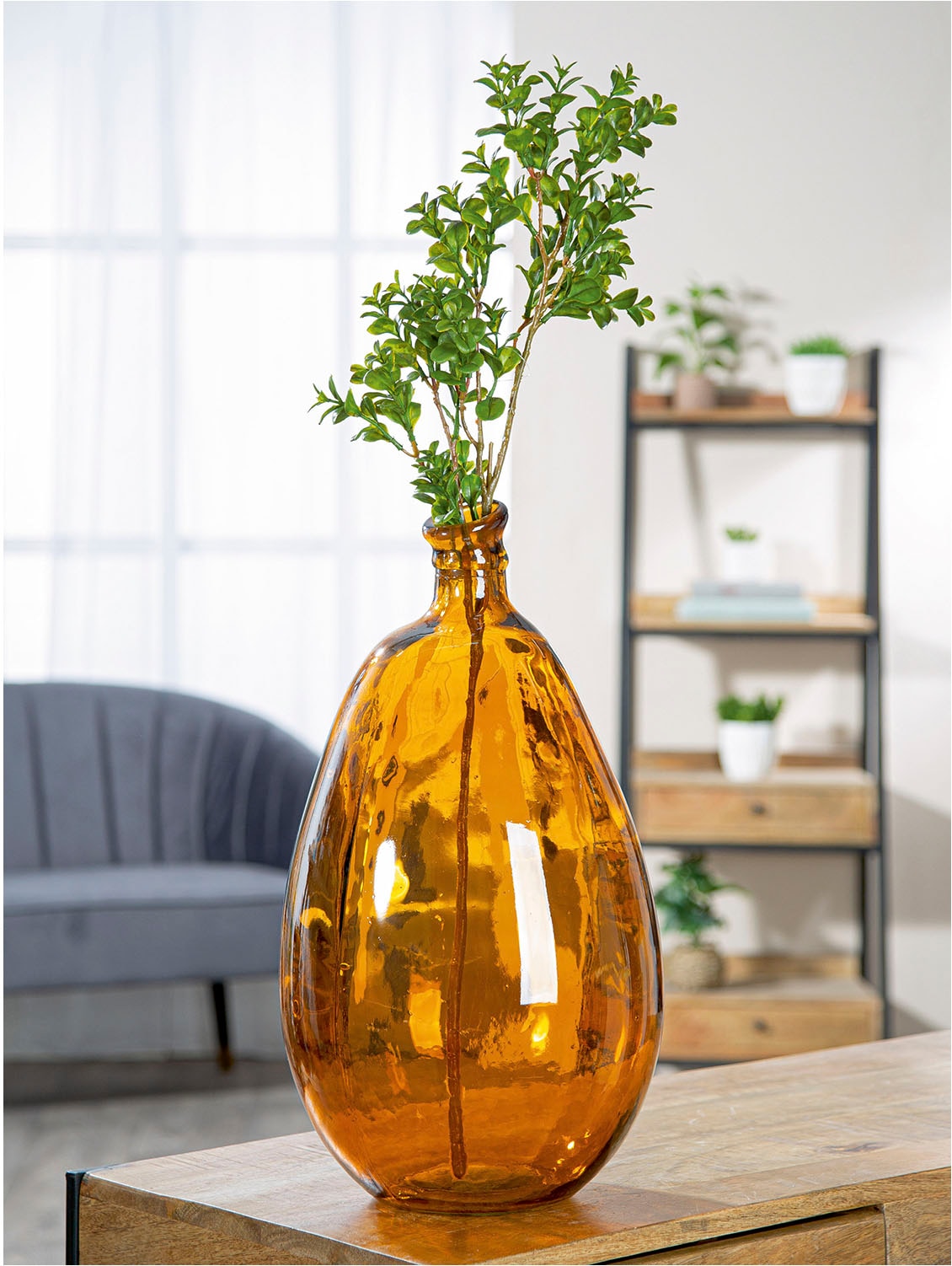 GILDE Tischvase »Vase bauchig; organisch Organical braun H. 47 cm«