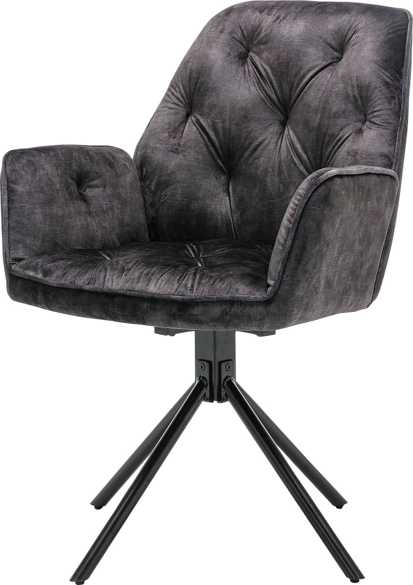 byLIVING Esszimmerstuhl »Sarina« (Set) 2er-Set, hochwertiger Vintage-Samt Bezug mit Steppung, 360Grad drehbar