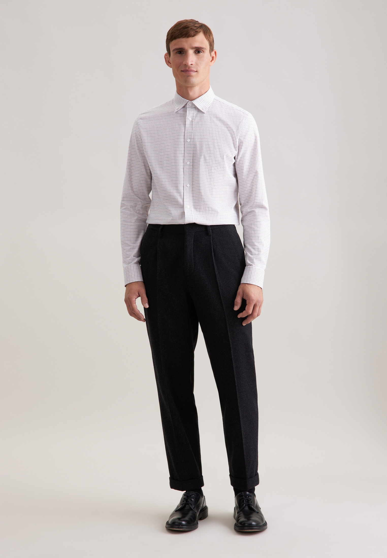 seidensticker Chemise en flanelle »Schwarze Rose« Shaped 1/1 Button-Down-Kragen Karo