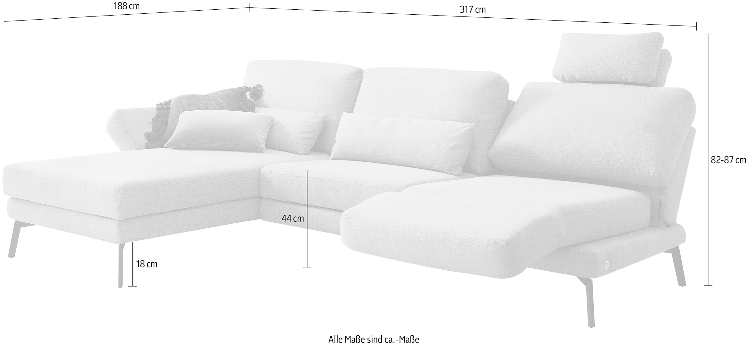 3C Candy Canapé d'angle »Kairo modernes Multifunktions-Sofa, bequem,  L-Form« inclut siège pivotant, réglage accoudoirs et dossier, choix OTTO