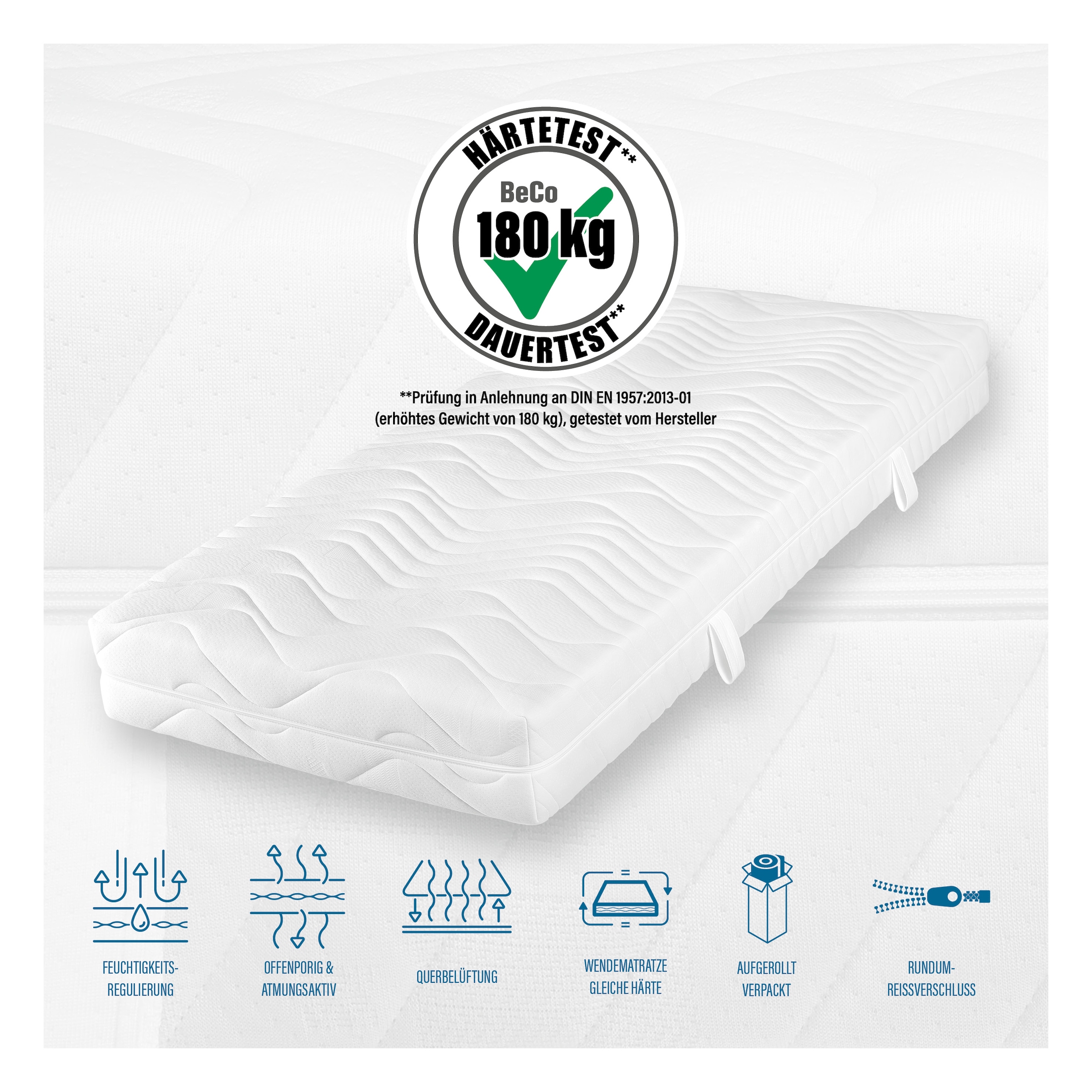 Beco Matelas à ressorts ensachés »Matratze,7 Zonen, Federkernmatratze, zwei Liegeseiten« Maxima Plus, 90x200 cm en H3 par Stiftung Warentest "BON (1,8)"