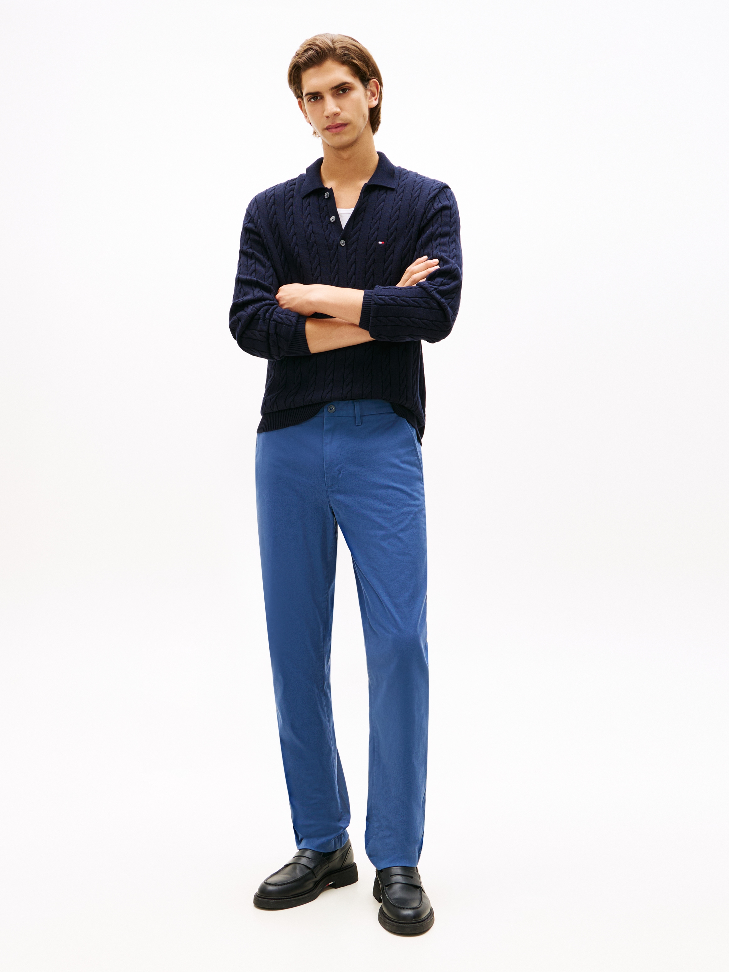 Tommy Hilfiger Pull à col polo »CLASSIC COTTON CABLE« mit Zopfmuster, regular fit