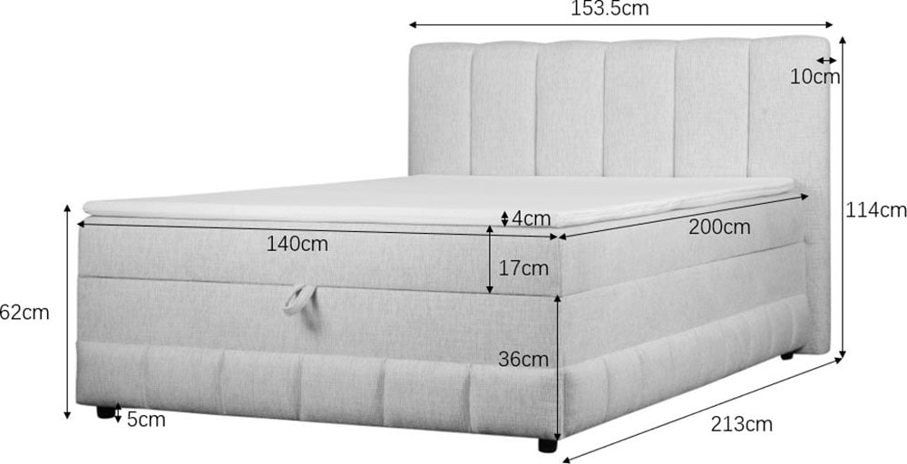 GOODproduct Lit de boxe »Likely inkl. Bettkasten, in 140er & 180er Breite, in Boxspring-Optik« inkl. Topper & Aufbauvideo, erhältlich in verschiedenen Farben