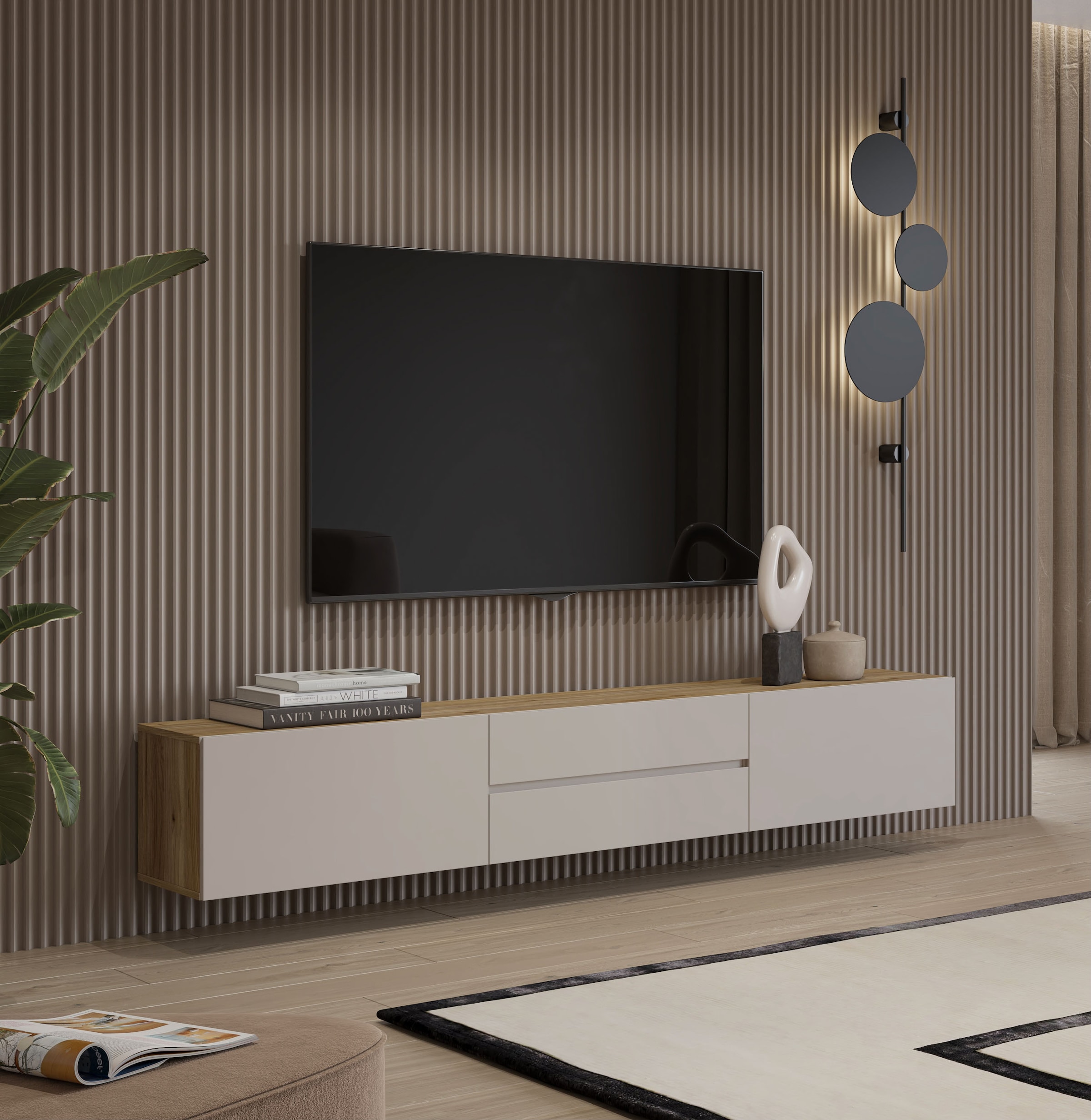 INOSIGN Lowboard »Criss, Breite 200 cm, moderne grifflose TV-Kommode« TV-Kommode, TV-Schrank, hängend und stehend montierbar