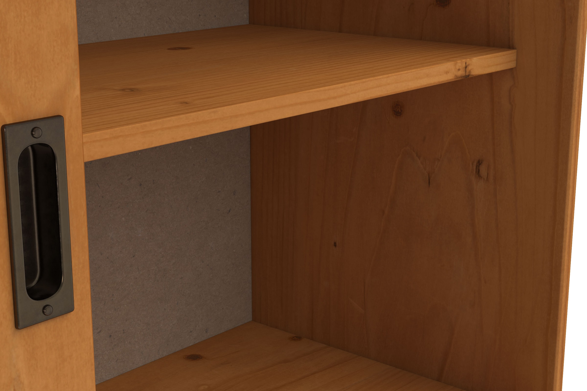 Home affaire Vitrine »Schröder« mit 2+2 Schiebetüren, aus massivem Kiefernholz, Breite 114 cm