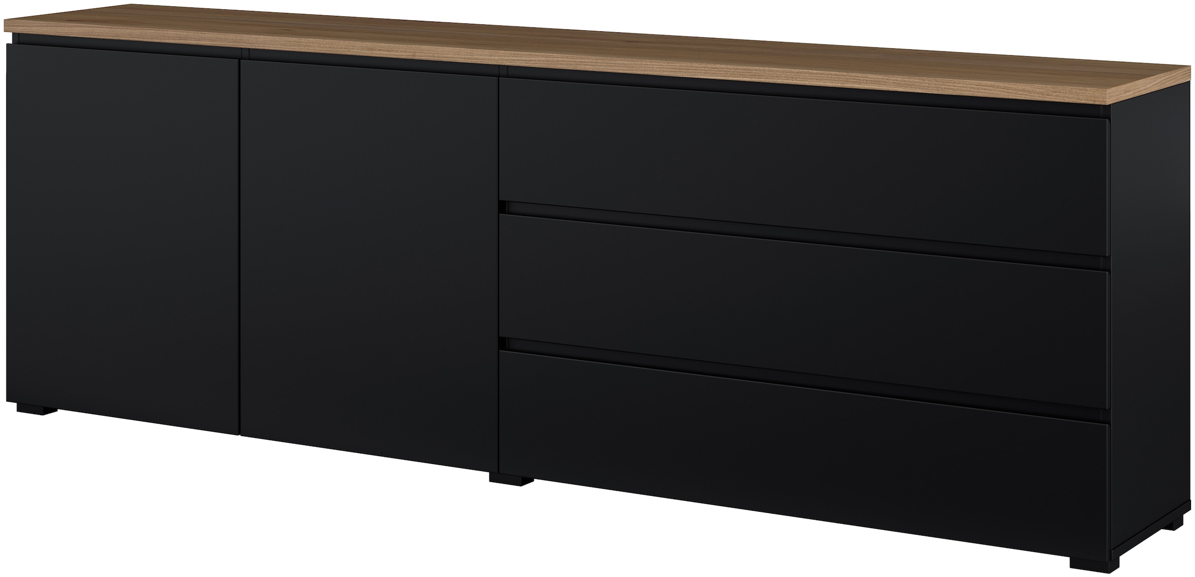 GOODproduct Sideboard »Modo, Breite 200 cm, moderne grifflose Kommode 2Türen/3 SK« Schubladenkommode mit viel Stauraum, Einlegeböden verstellbar