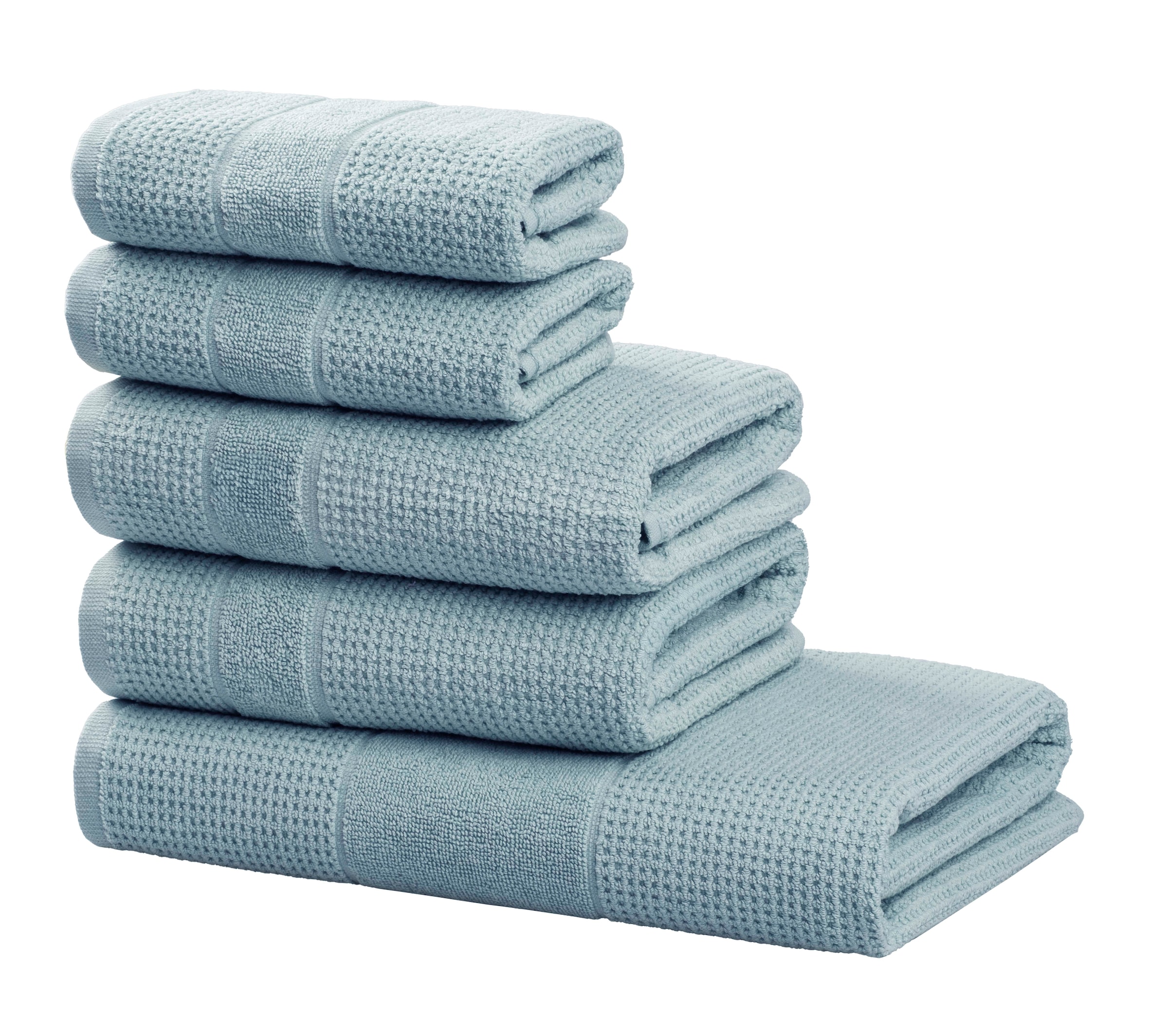 my home Handtuch Set »Kimi, Duschtuch, Handtücher und Gästetücher« Set 5 Walkfrottee 100% Baumwolle, einfarbig, weich, mit Bordüre, besondere Struktur