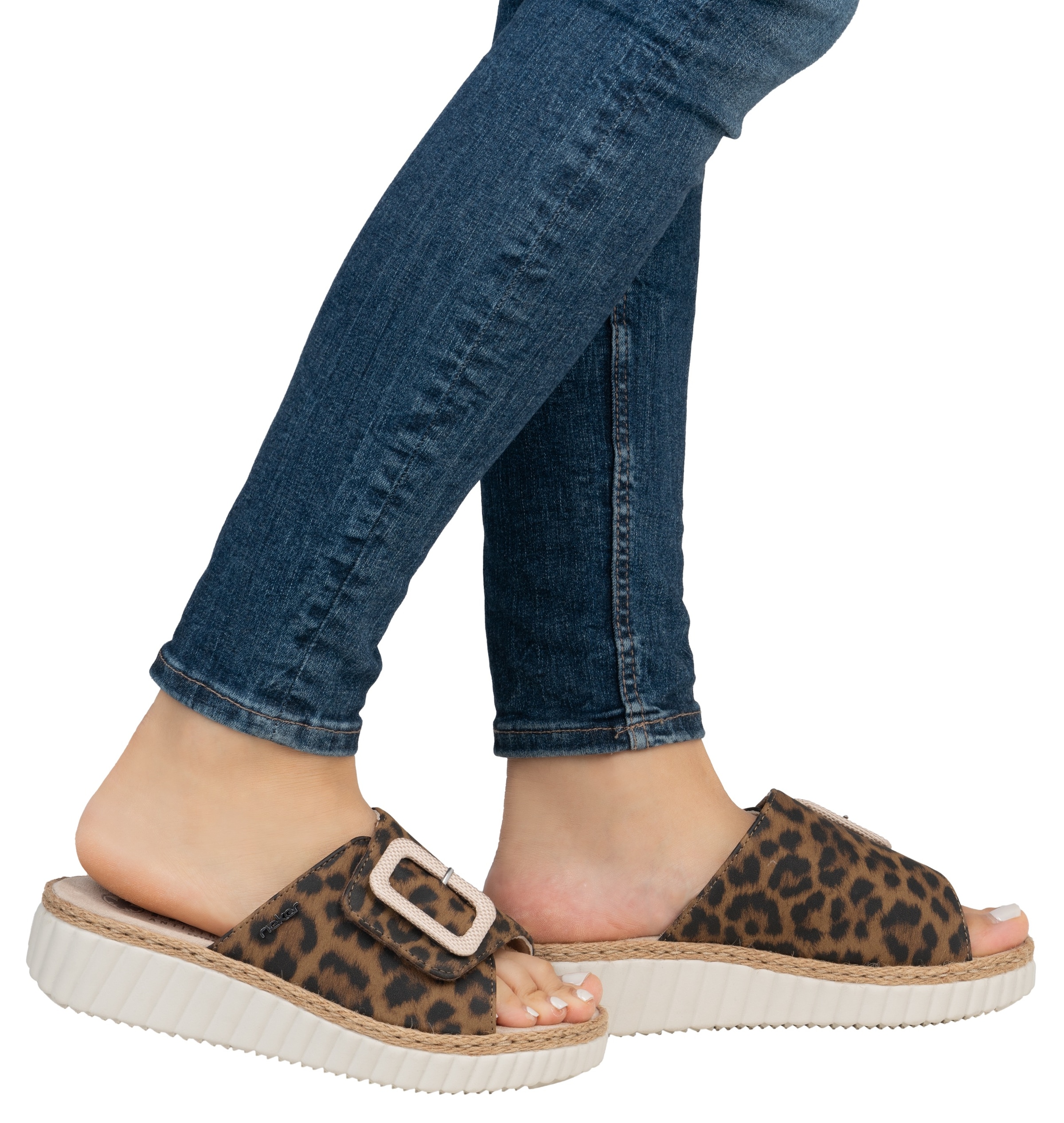 Rieker Pantolette  Sommerschuh, Strandschuh, Urlaubschuh, Hausschuh mit Klettverschluss