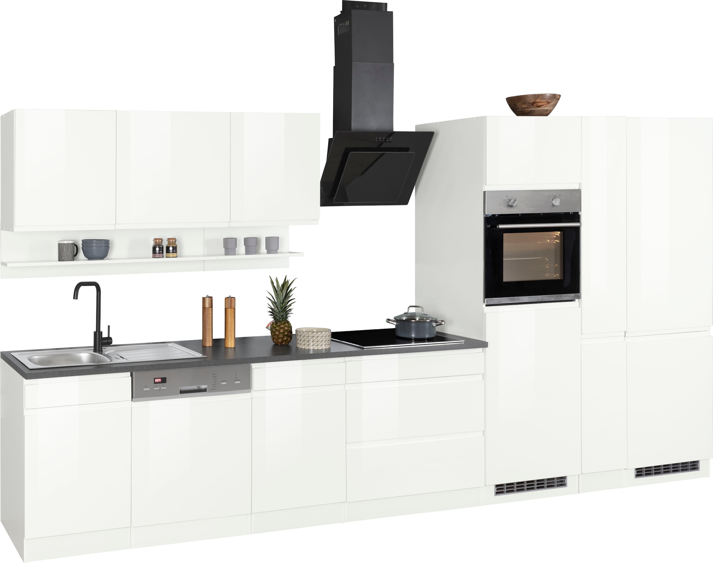 KOCHSTATION Kitchenette »KS-Virginia,neu in verbesserter Ausführung« largeur 390 cm, soft-close, sans appareils électriques