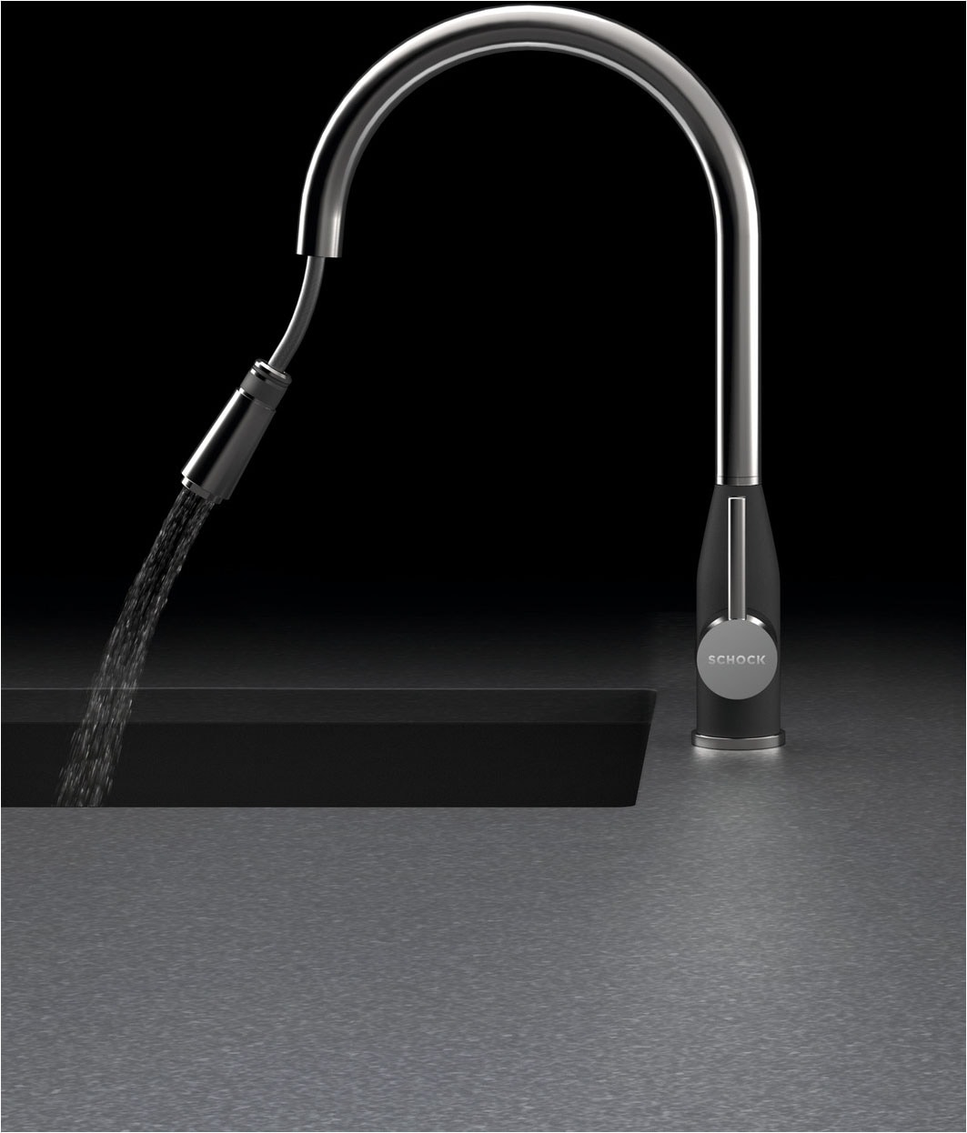 Schock Robinetterie de cuisine »Kavus« Hochdruck, ausziehbarer Auslauf