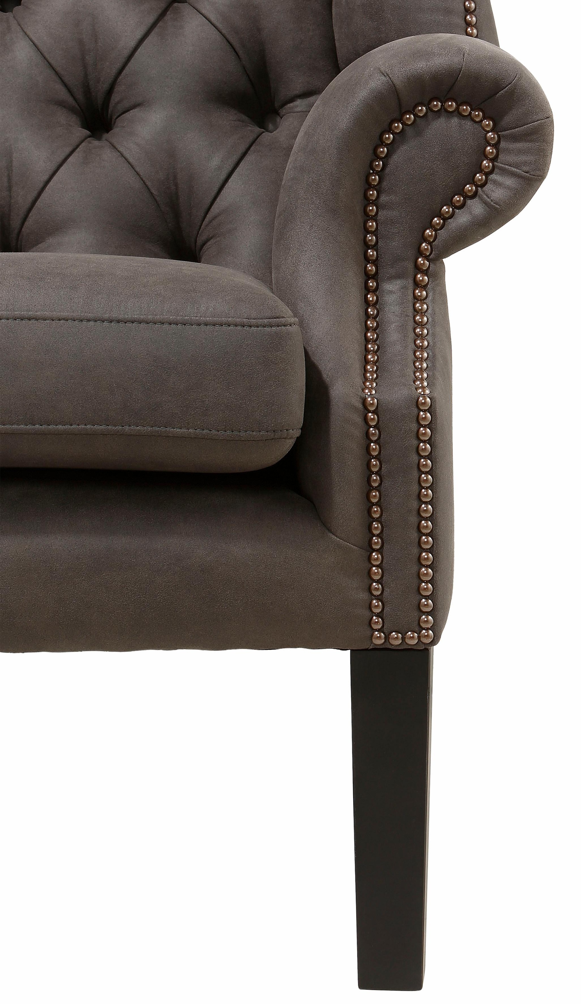 Home affaire Fauteuil »Bedford Ohrensessel Chesterfield« mit aufwendiger Knopfheftung und geschwungenen Armlehnen