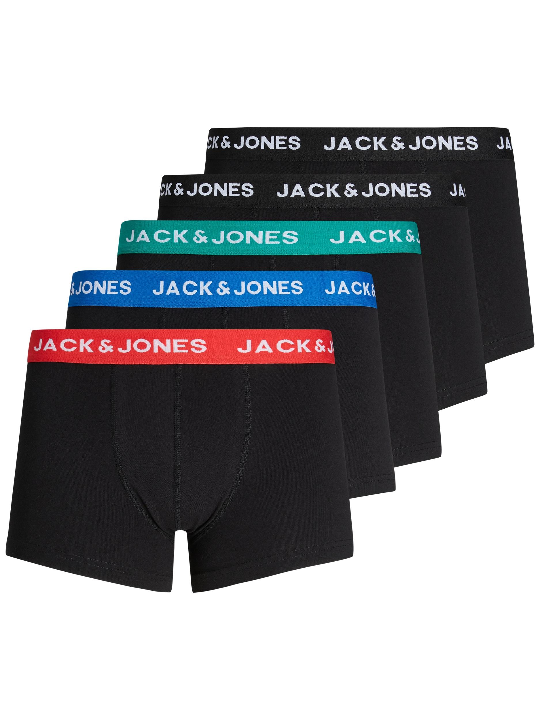 Jack & Jones Boxer »JACHUEY im Fünferpack mit toniger Naht und elastischem Bund« Packung, 5er-Pack, 5 Stk. unifarben, modisch, eng anliegend, Baumwollmischung
