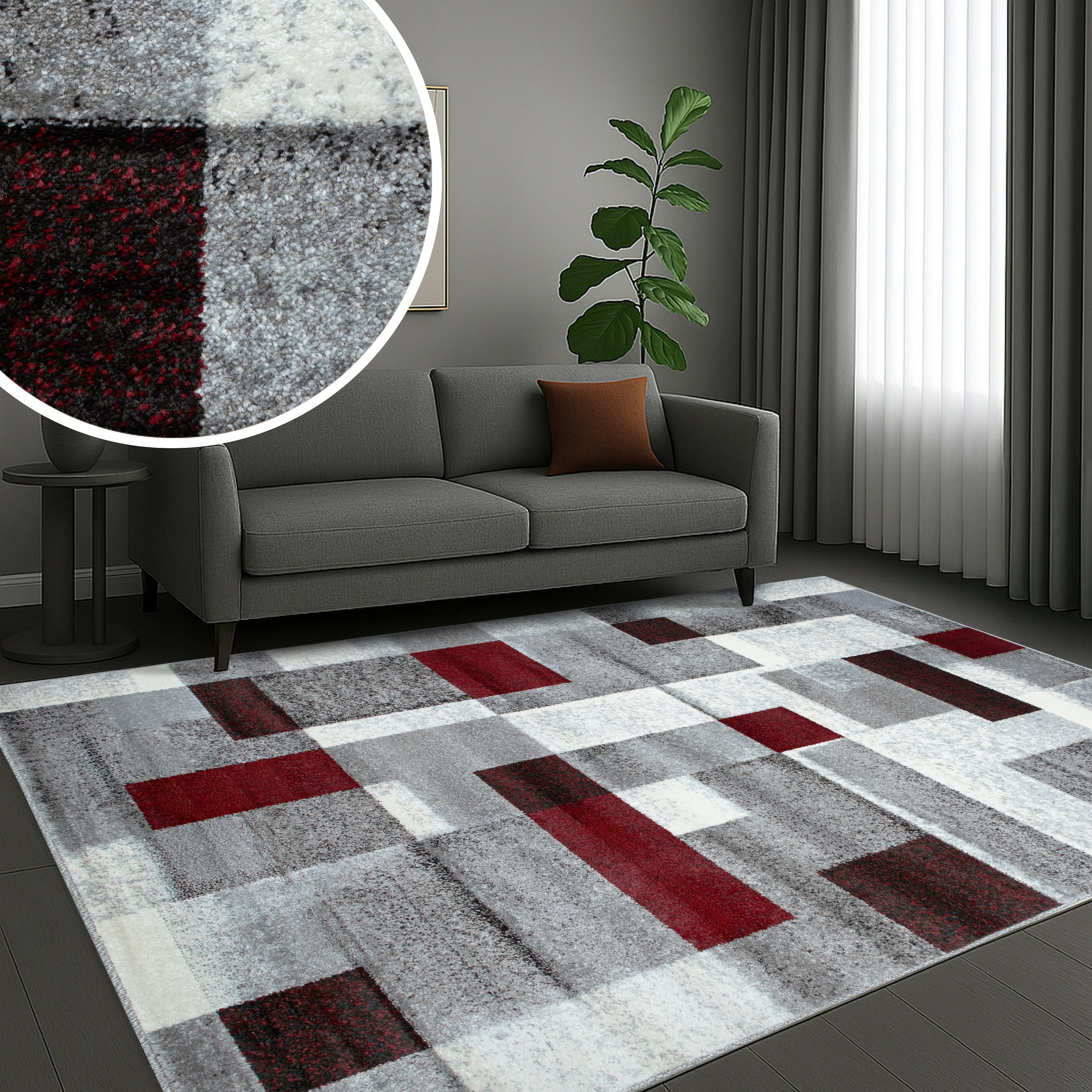GOODproduct Teppich »Corine« rechteckig 9 mm Höhe mit besonders weichem Flor, Kurzflor, modernes Karo-Design,