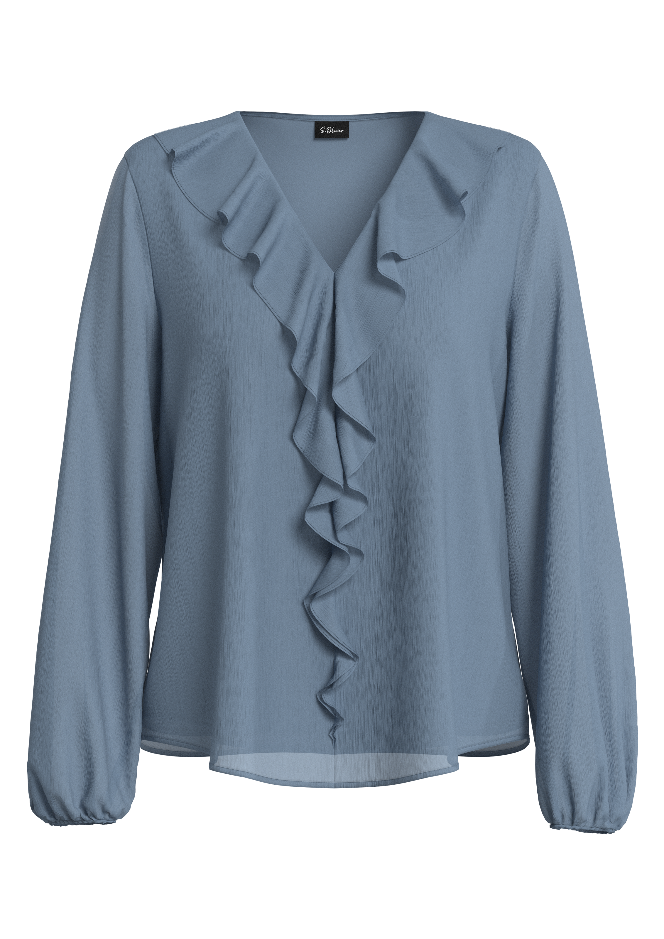s.Oliver BLACK LABEL Blouse à manches longues avec volant décoratif au col en V