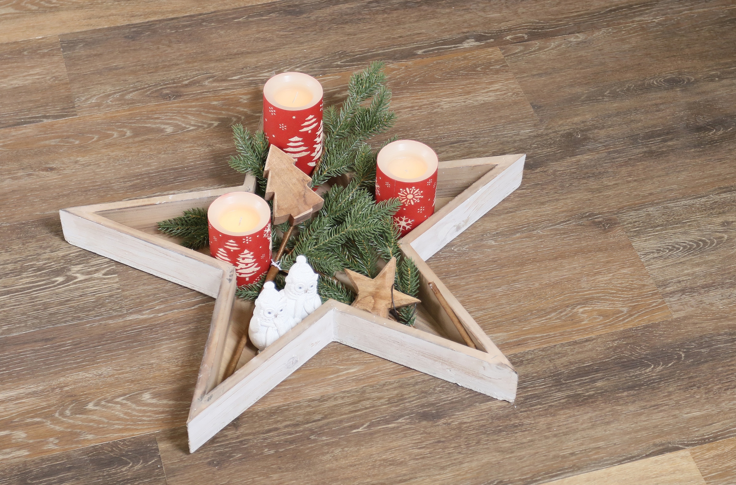 Myflair Möbel & Accessoires Dekostern »Weihnachtsstern, Quania, Weihnachtsdeko« aus Holz, Ø ca. 60 cm