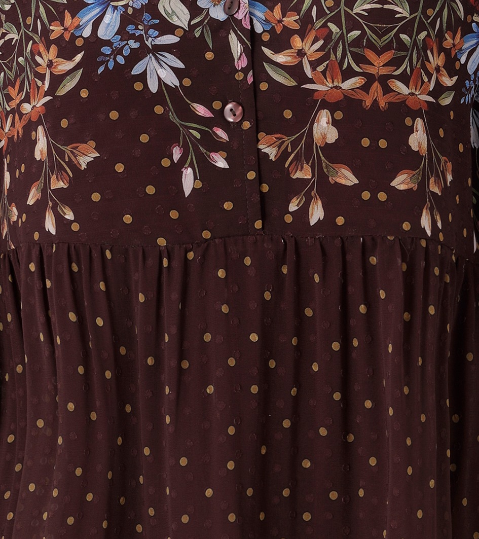 Aniston CASUAL Tunikakleid mit farbenfrohen Blumendruck und Punkten - NEUE KOLLEKTION