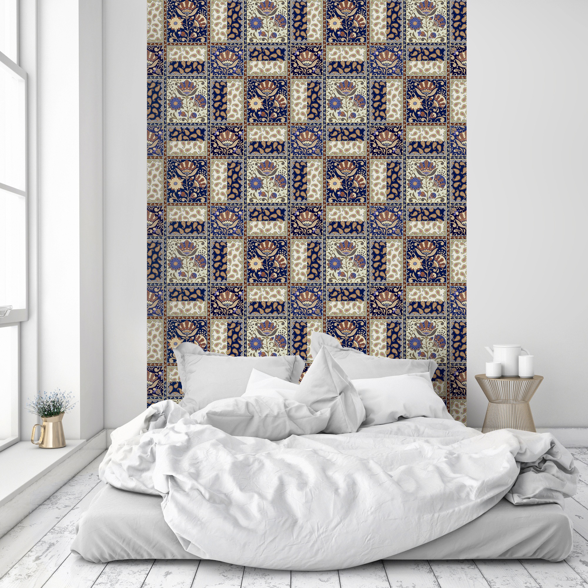 queence Vinyltapete »Malia« Motiv | bedruckt | botanisch | floral | gemustert | natürlich glatt 90x250cm, selbstklebend, kinderleichte Anbringung, , Sticker