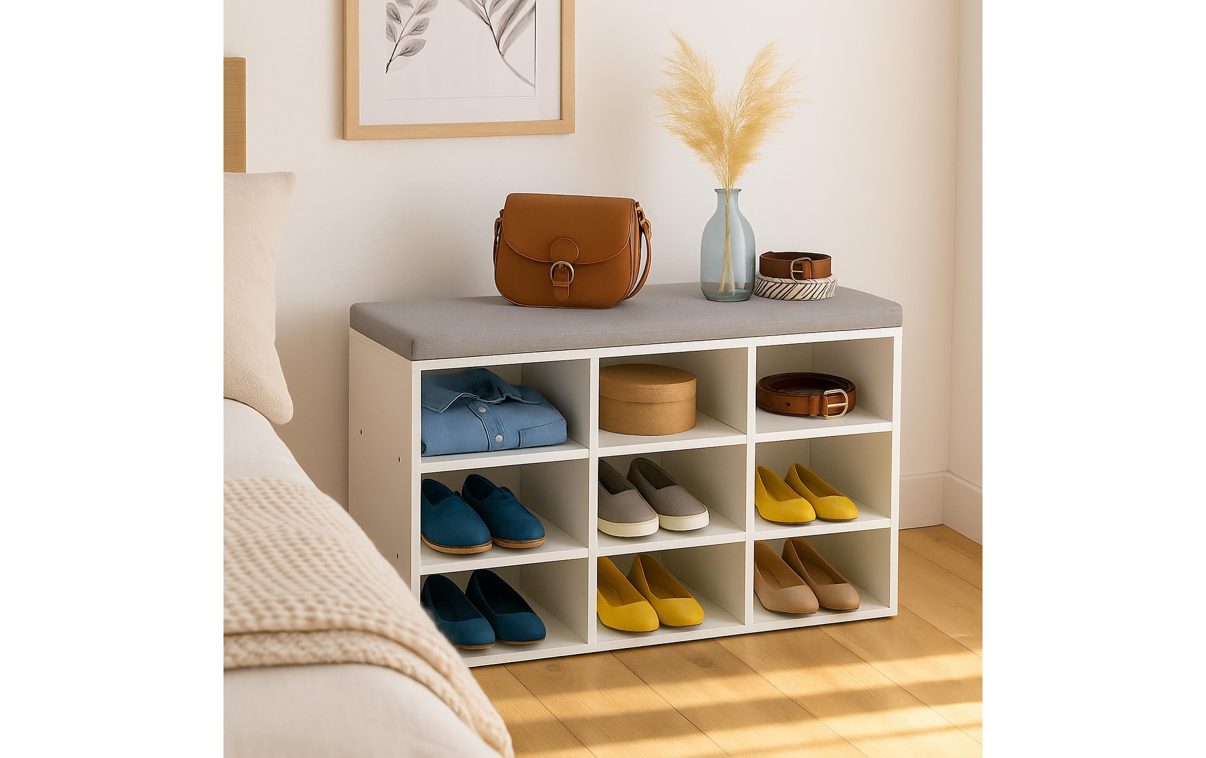 relaxdays Schuhschrank »mit Sitzfläche mit 9 Fächern«