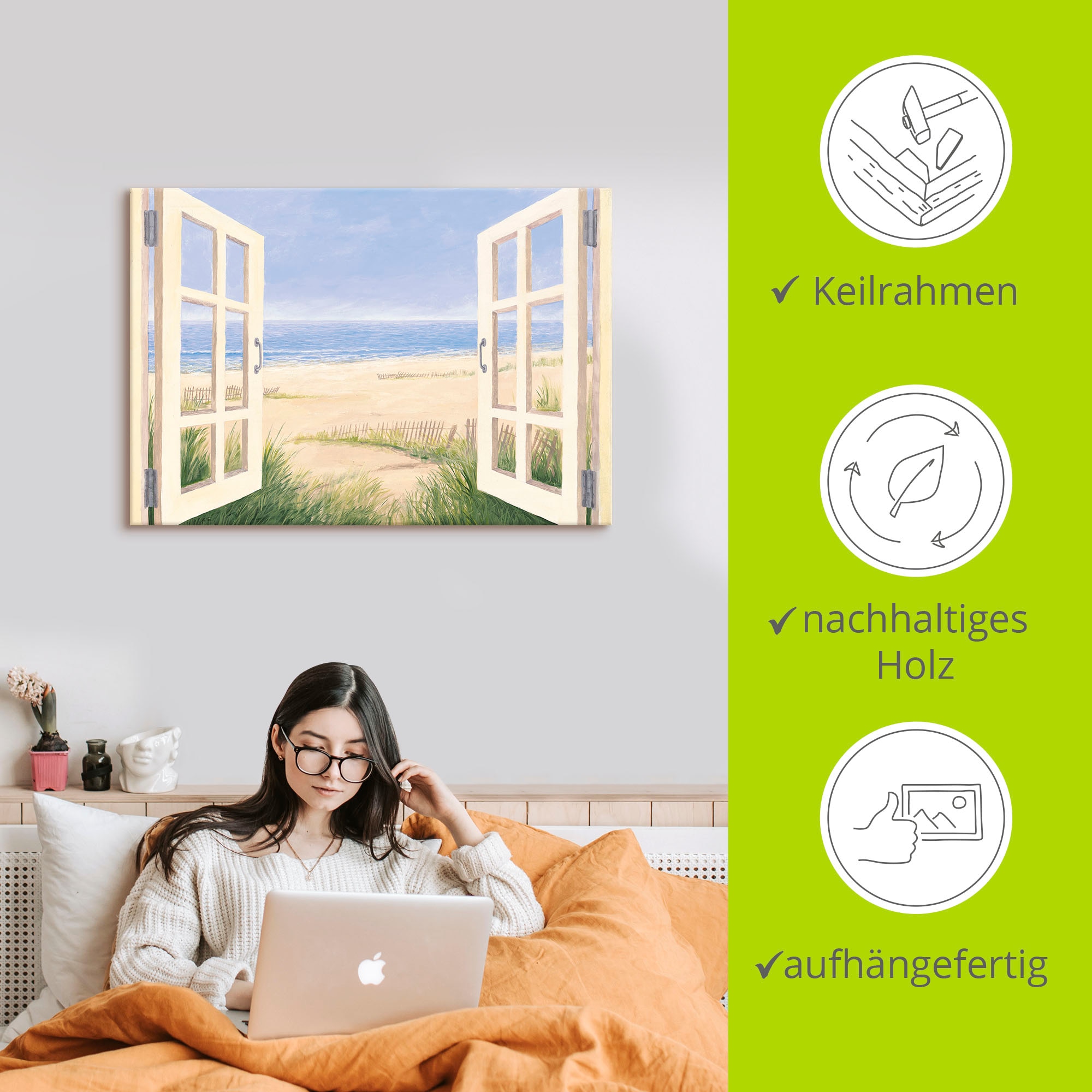 Artland Wandbild »Fensterblick Frühlingsmorgen« Fensterblick 1 Stk. tlg. als Alubild, Outdoorbild, Leinwandbild, Wandaufkleber, versch. Grössen