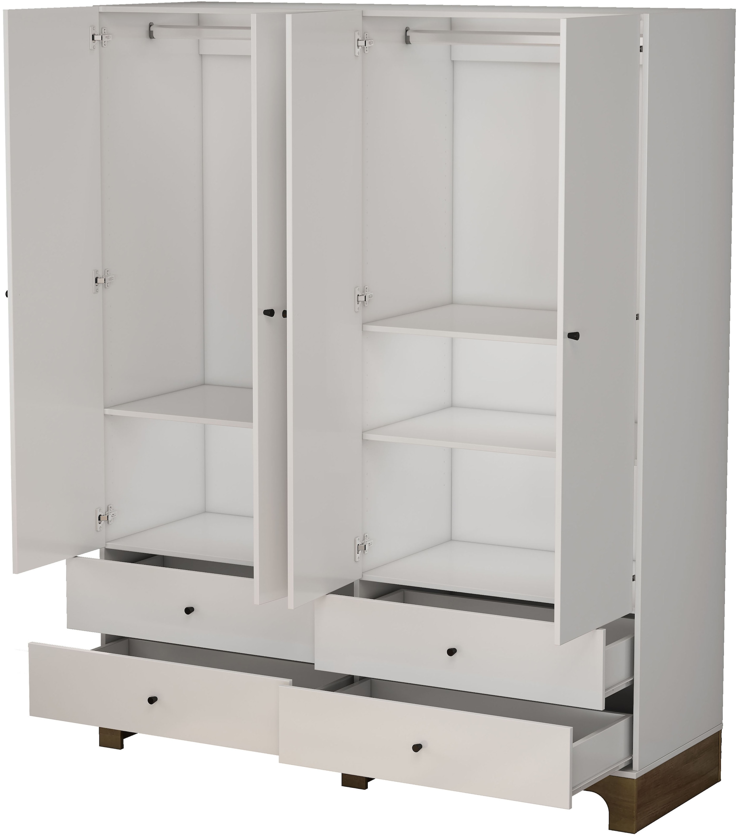 GOODproduct Kleiderschrank »Oslo Schlafzimmerschrank Garderobe weiss Landhaus« Schlafzimmerschrank mit 4 Türen und 4 Schubladen, Breite 160cm