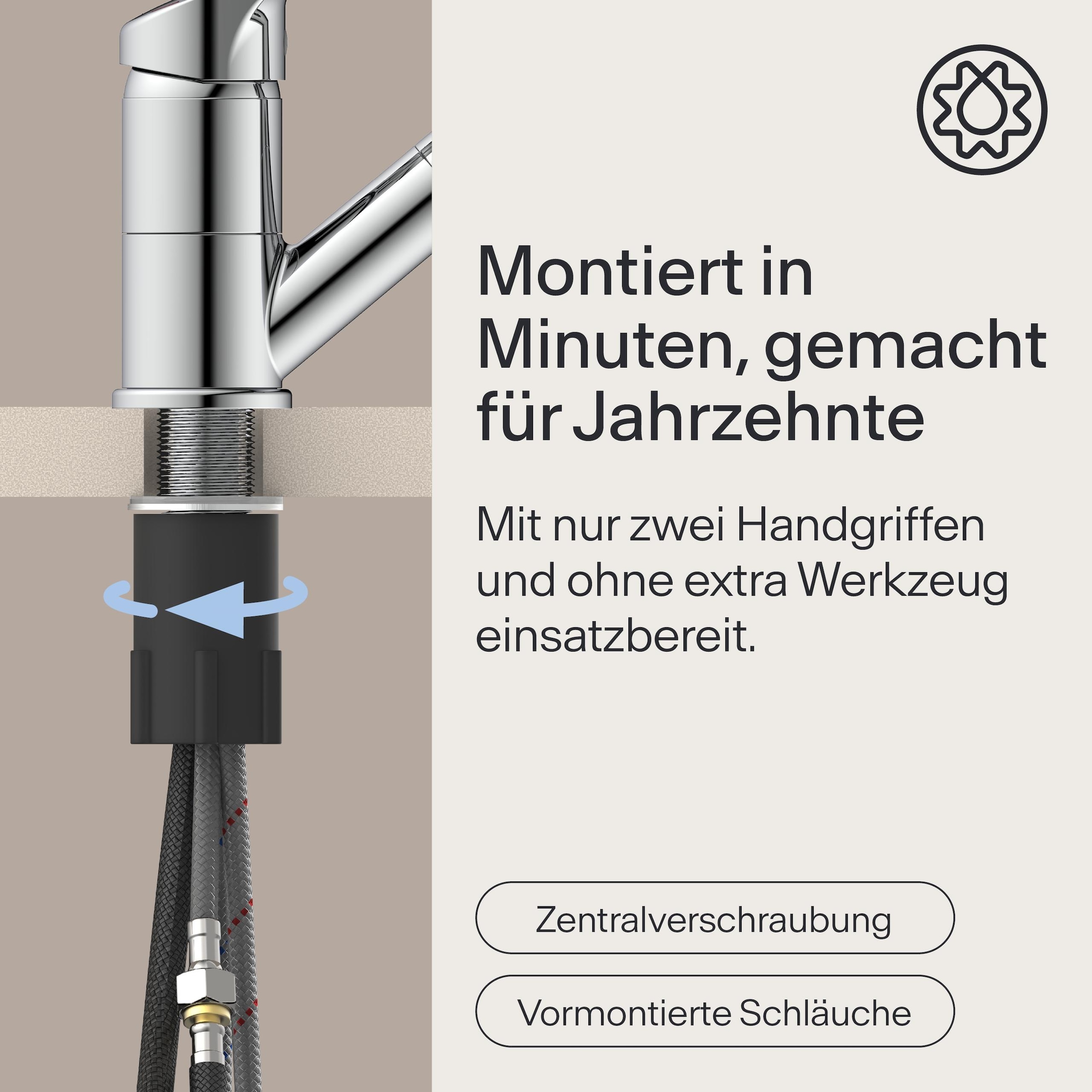 WASSERWERK Robinet d'évier »WK 7, Wasserhahn, Küche, Einhebelmischer« Pivotant à 90°, réglable en 2 positions, extensible