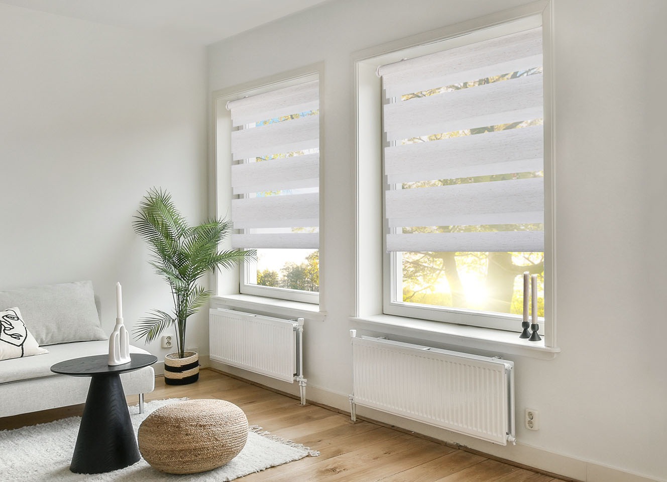 GOODproduct Doppelrollo »SORANA« Lichtschutz Blendschutz | Sichtschutz ohne Bohren freihängend Rollo in angesagter Melange-Optik NEUHEIT!