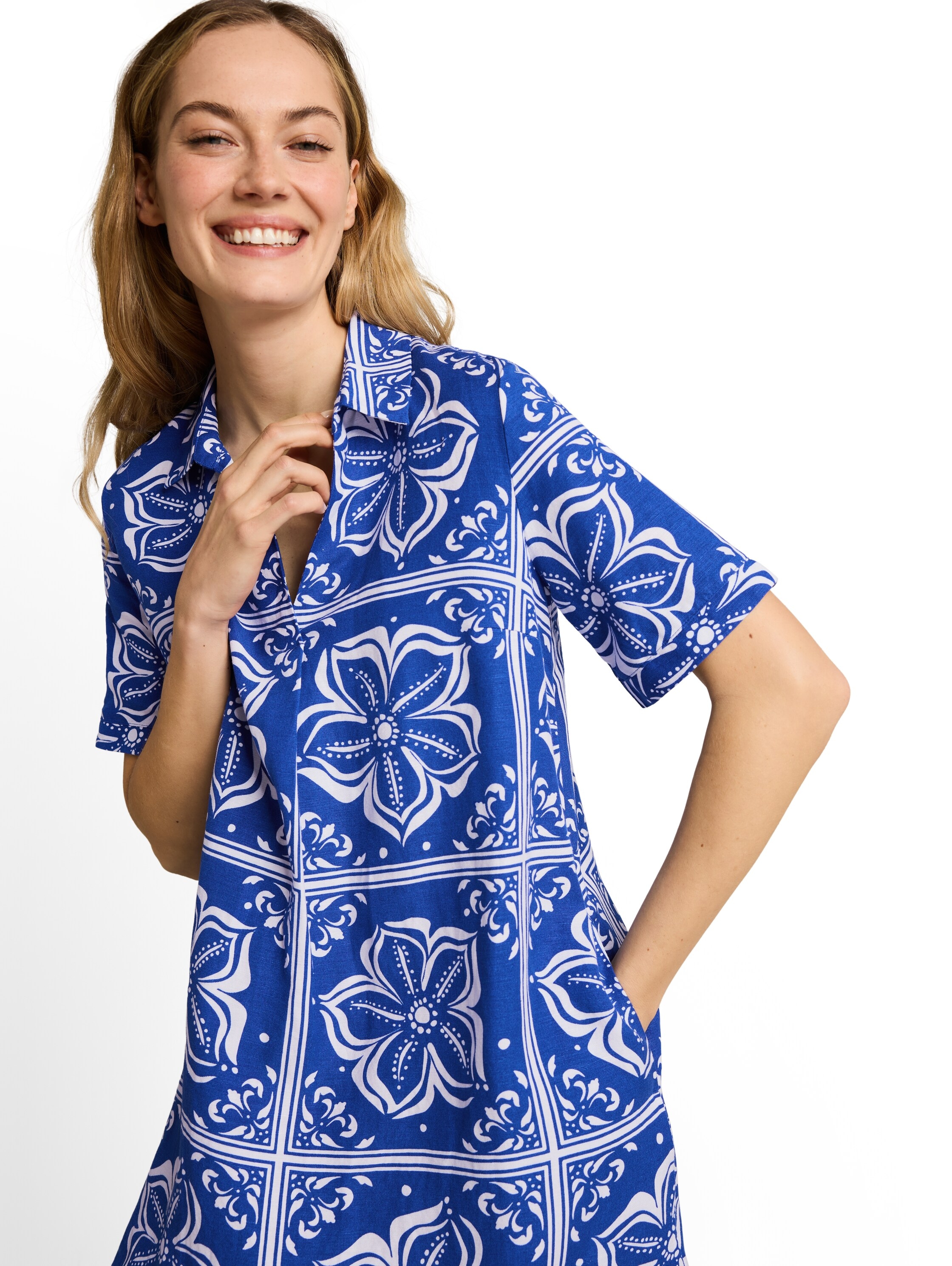 TOM TAILOR Polokleid Eingrifftaschen mit All-Over Print