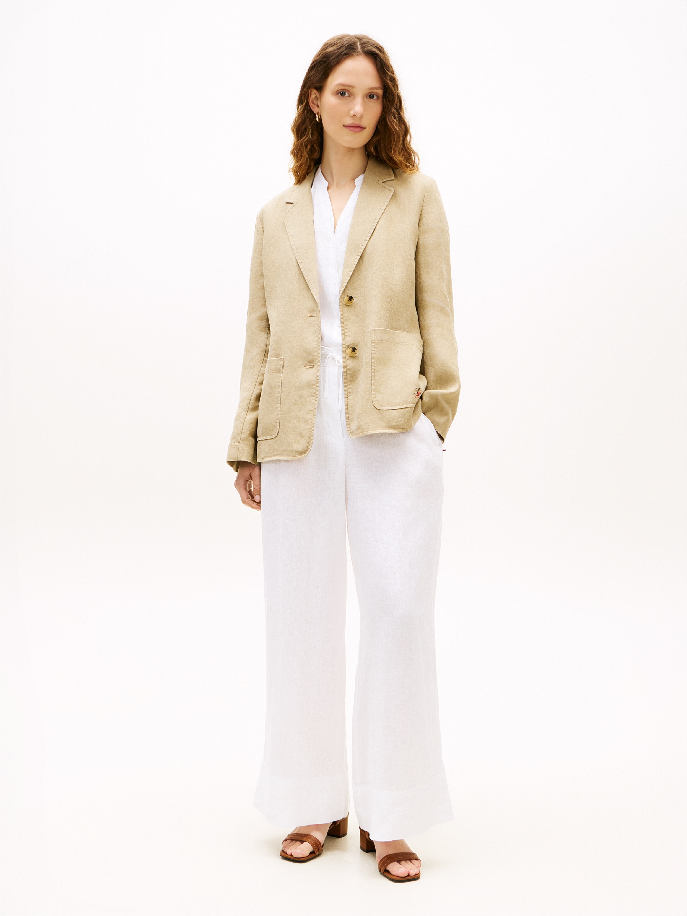Tommy Hilfiger Blazer court »NEW ESS LINEN REG SB BLAZER« avec poches appliquées