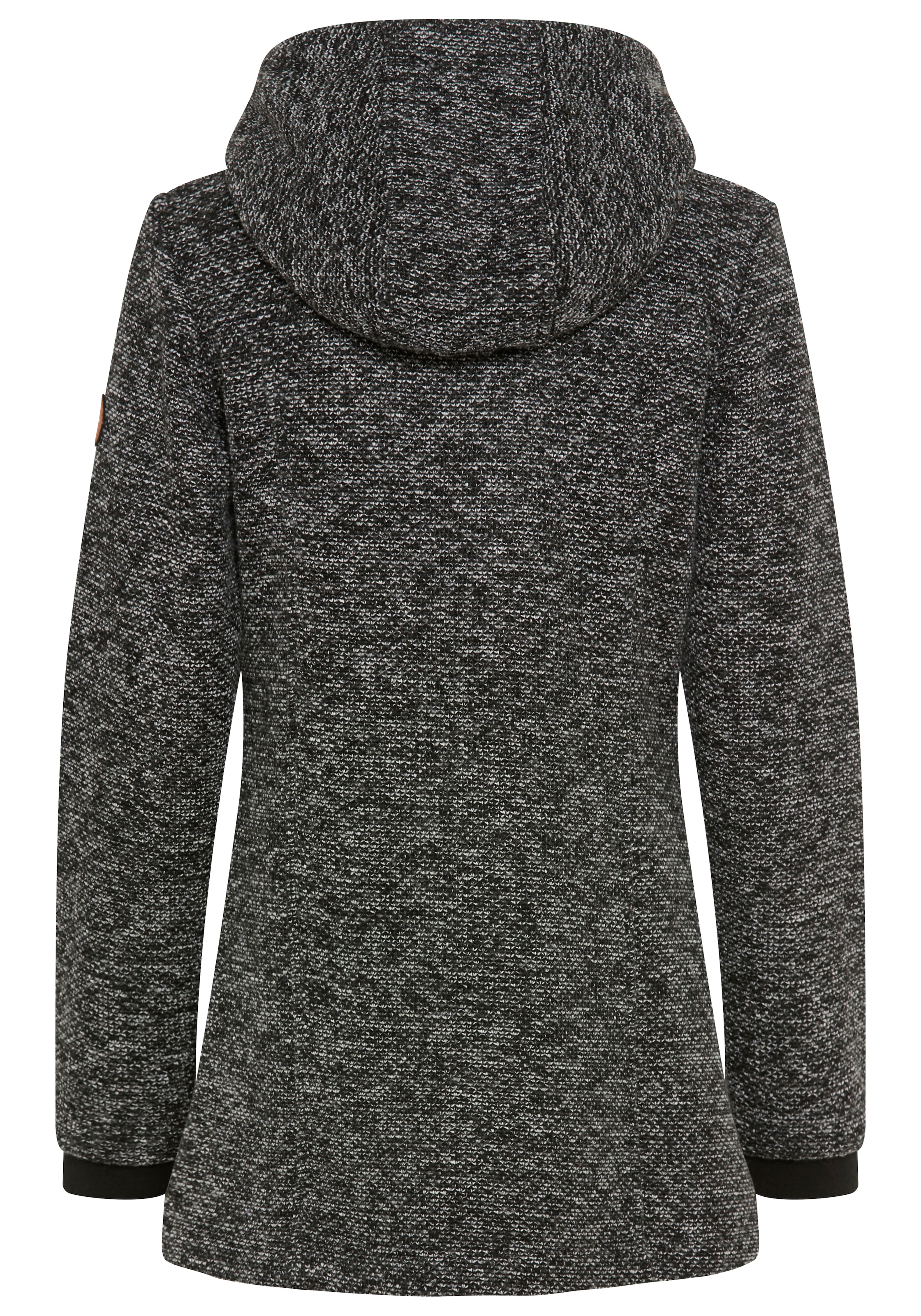 KangaROOS Strickfleecejacke mit Kapuze mit 2-Wege-Reissverschluss und Druckknöpfen, hüftbedeckend