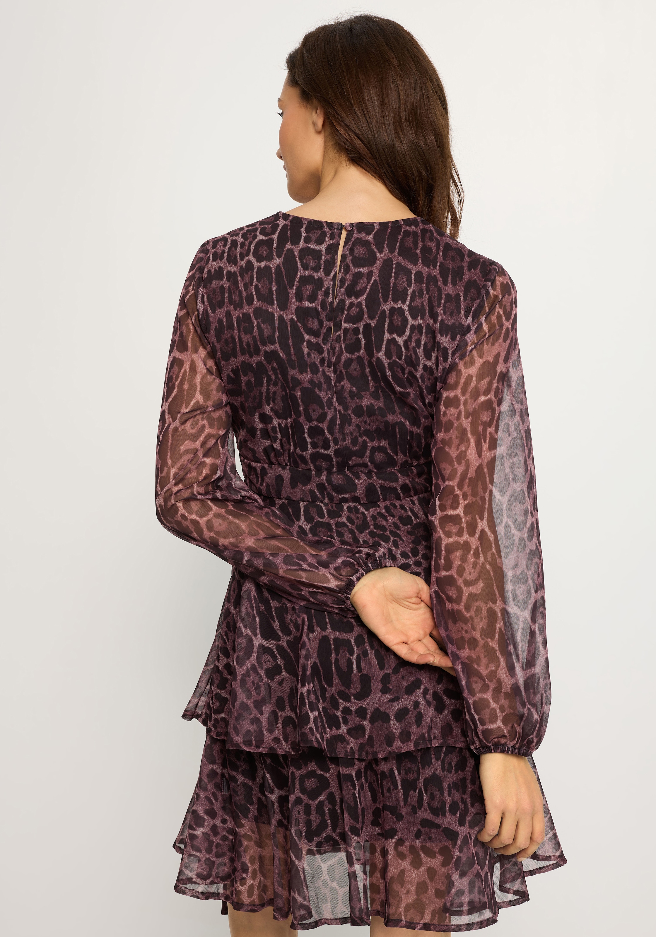 LASCANA Robe imprimée Sans poches avec ceinture fixe, robe d'été élégante à motif léopard