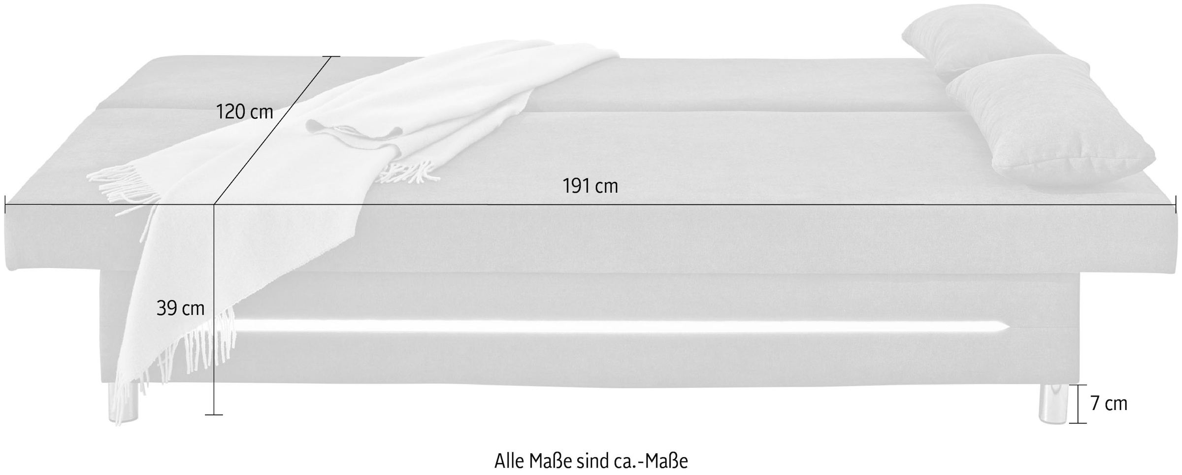 Jockenhöfer Gruppe Schlafsofa »Sunrise, B: 191 cm, Liegefl. 120x191 cm« mit Schlaffunktion, Bettkasten & Licht, Unser Dauertiefpreis