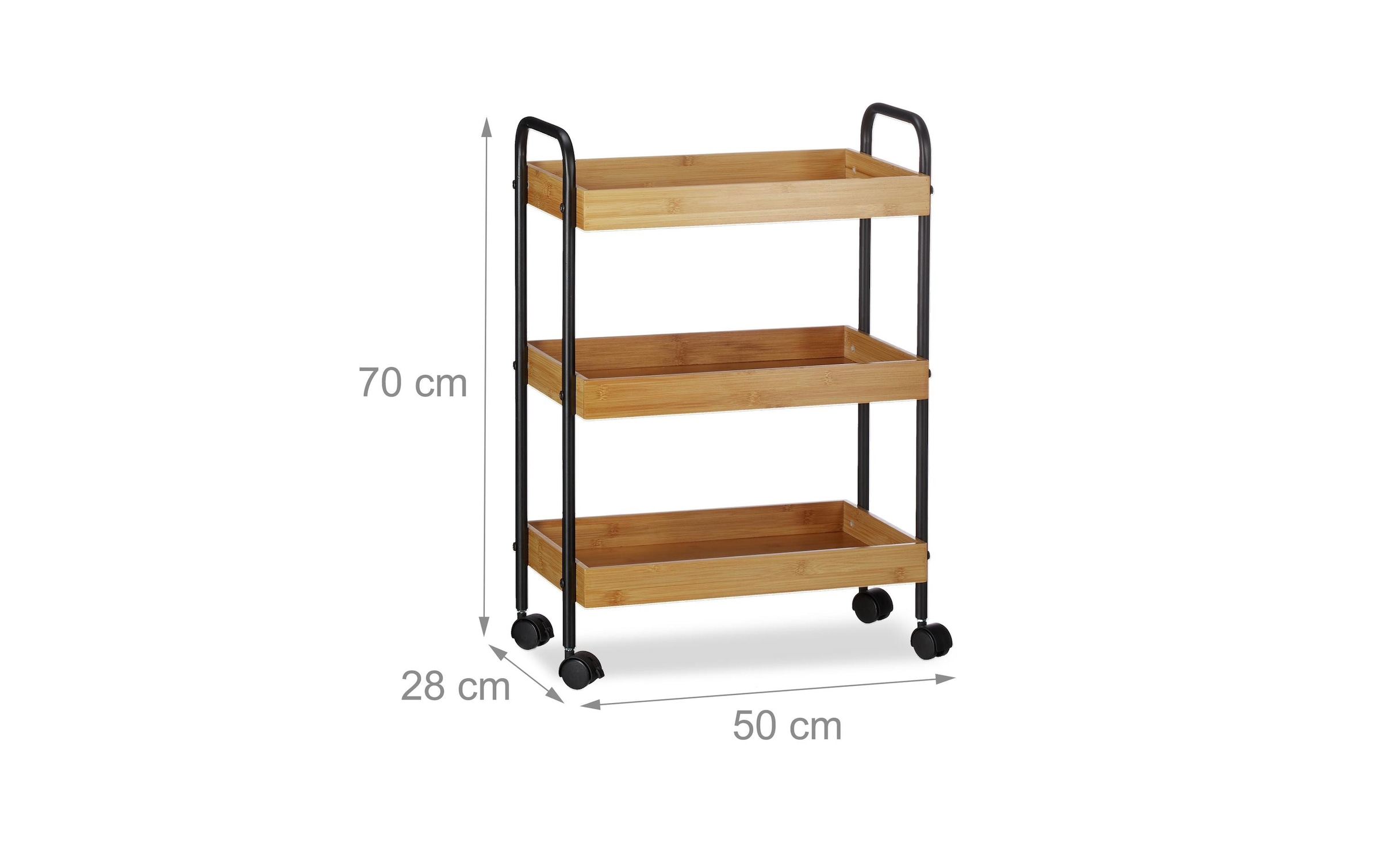 relaxdays Chariot de service »mit 3 Ablagen 70 x 50 x 28 cm«