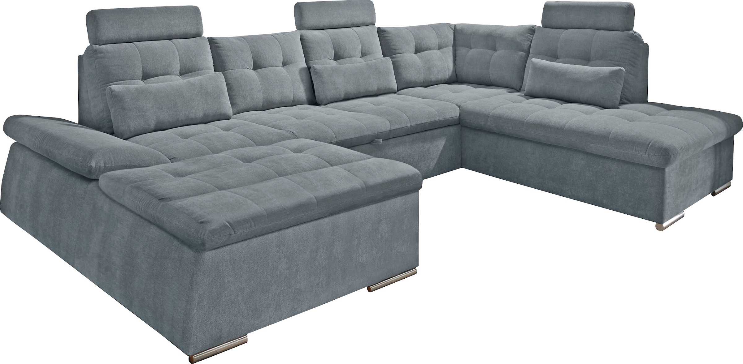 ED EXCITING DESIGN Paysage de salon »Nalo U-Form mit Bettfunktion, Bettkasten« Armteilverstellung, Kopfstützen & 3 Nierenkissen