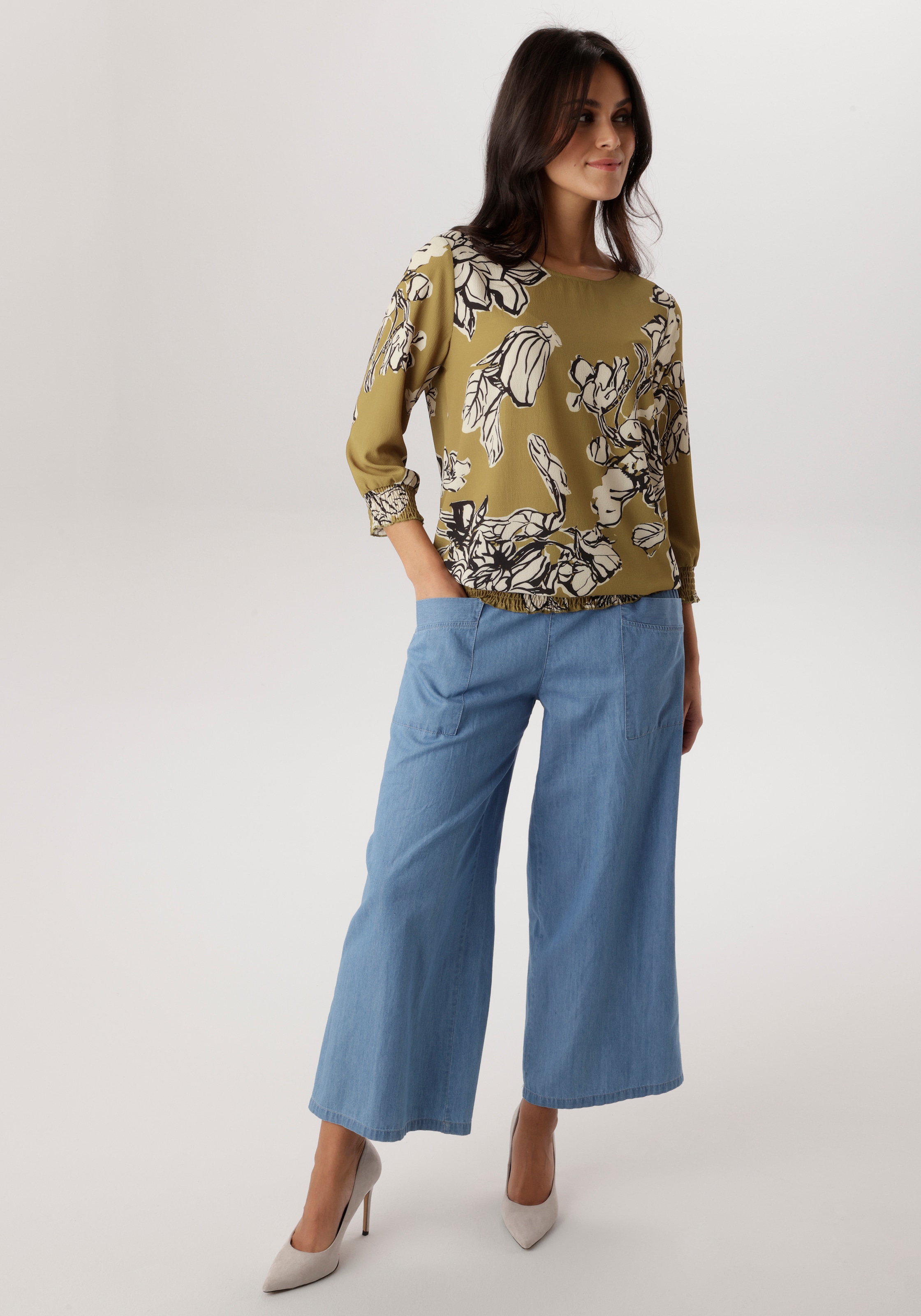 Aniston SELECTED Blouse à enfiler mit Smokbündchen und Knopfverschluss hinten - NEUE KOLLEKTION