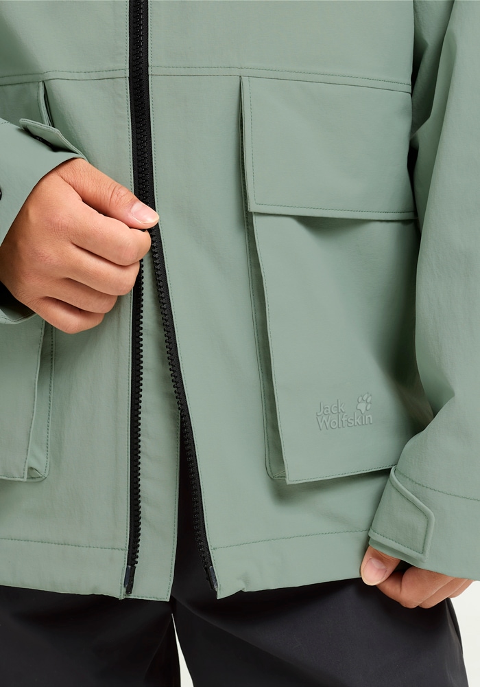 Jack Wolfskin Funktionsjacke »NABUR 2L JKT W« mit Kapuze wasserdicht, atmungsaktiv, Übergangsjacke, aufgesetzte Cargotaschen