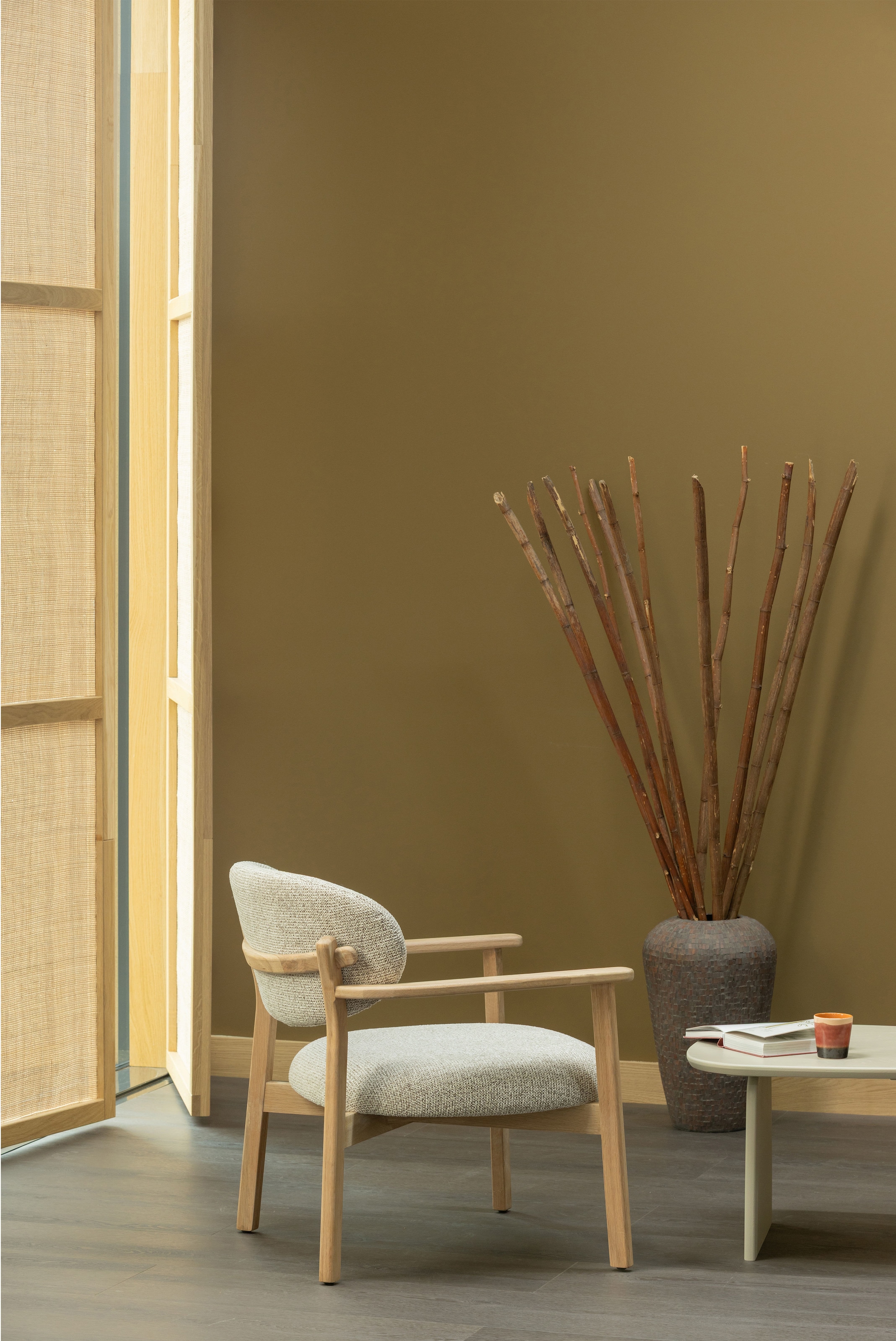 WOOOD Fauteuil lounge »Udar mit Eichenholzgestell und More-Melange-Bezug, B68 x T75 x H76 cm« très haute résistance à l'usure, accoudoirs intégrés, capacité de charge 120 kg