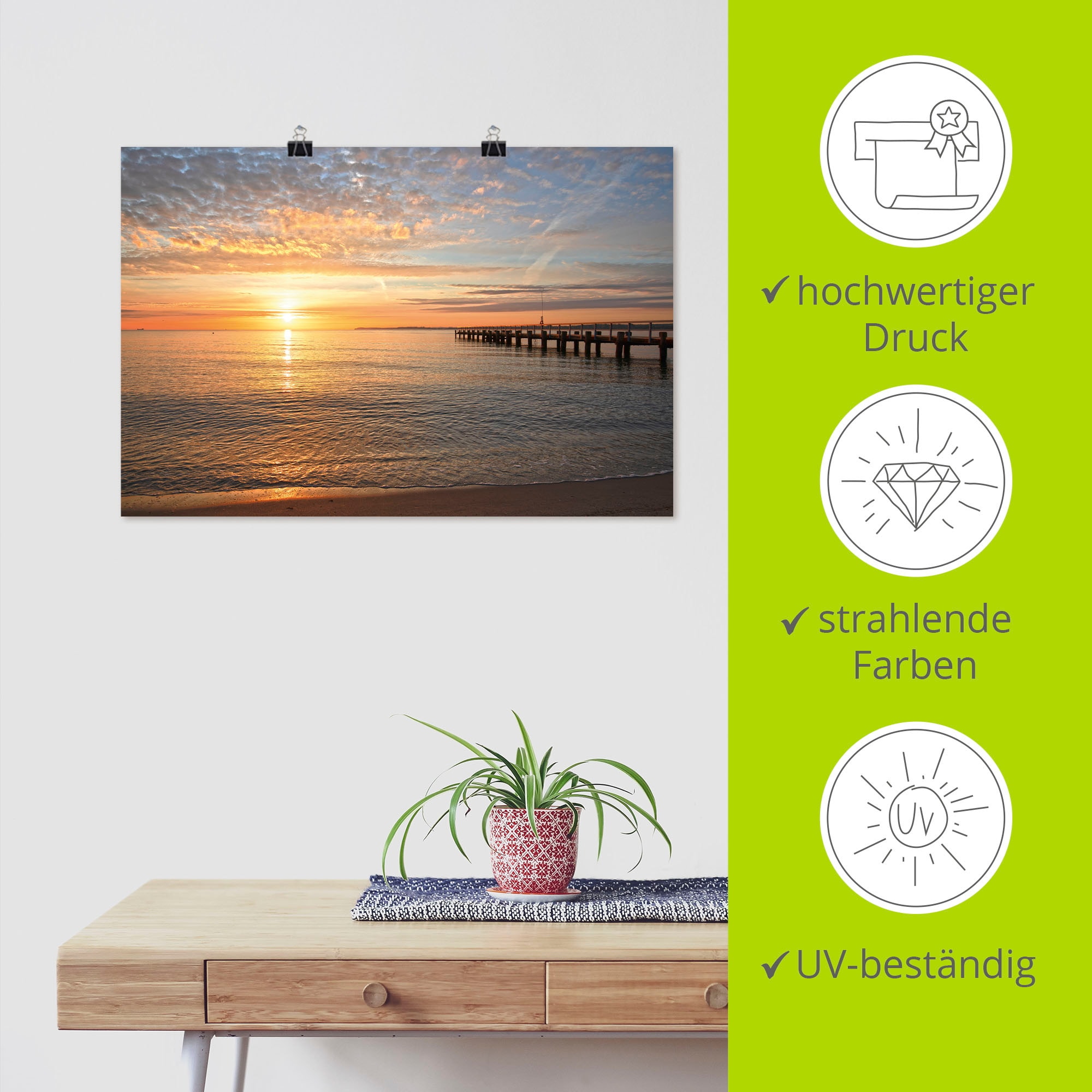Artland Wandbild »Früh morgens an der Ostsee« Bilder vom Sonnenuntergang & -aufgang 1 Stk. tlg. als Alubild, Outdoorbild, Leinwandbild, Poster, Wandaufkleber