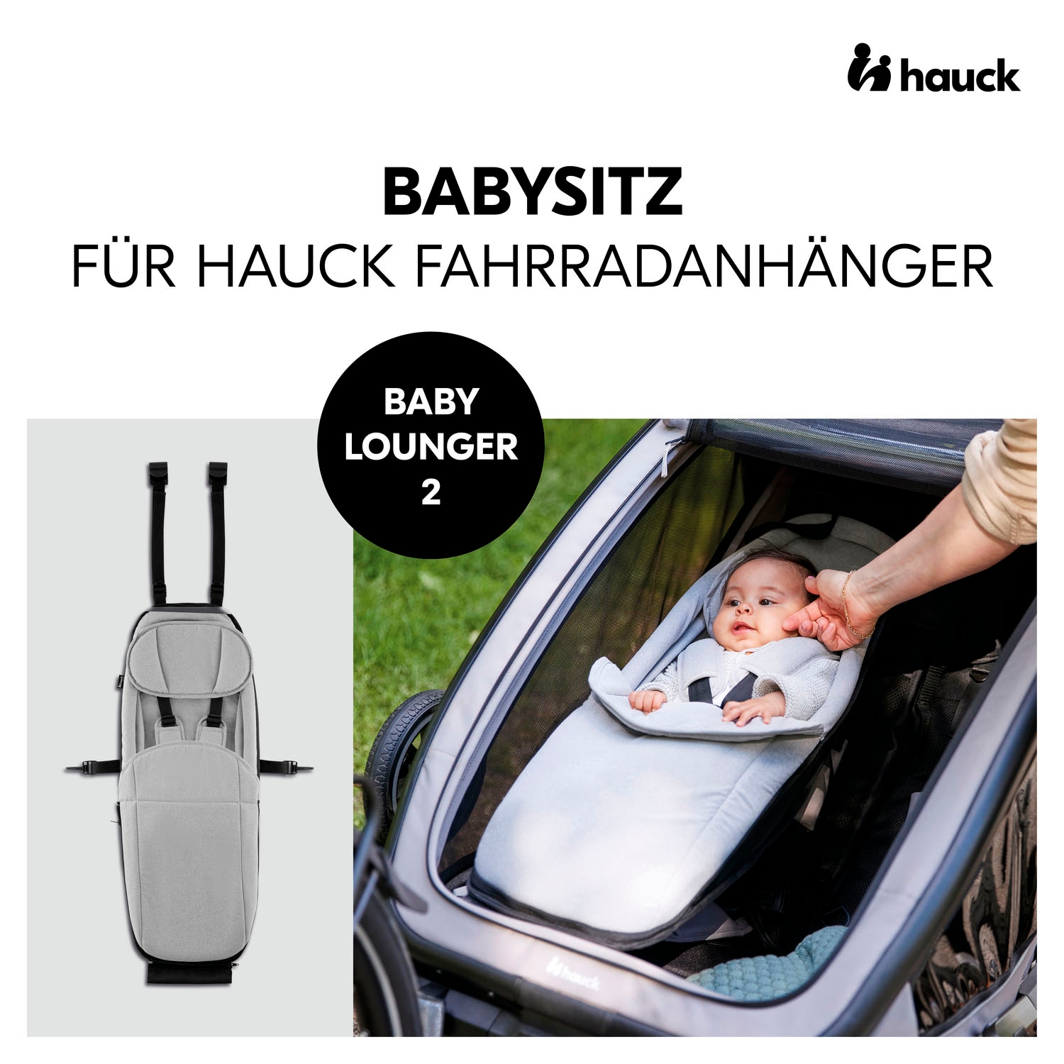 Hauck Fahrradkinderanhänger »Baby Lounger  2 Grey« mit Beindecke