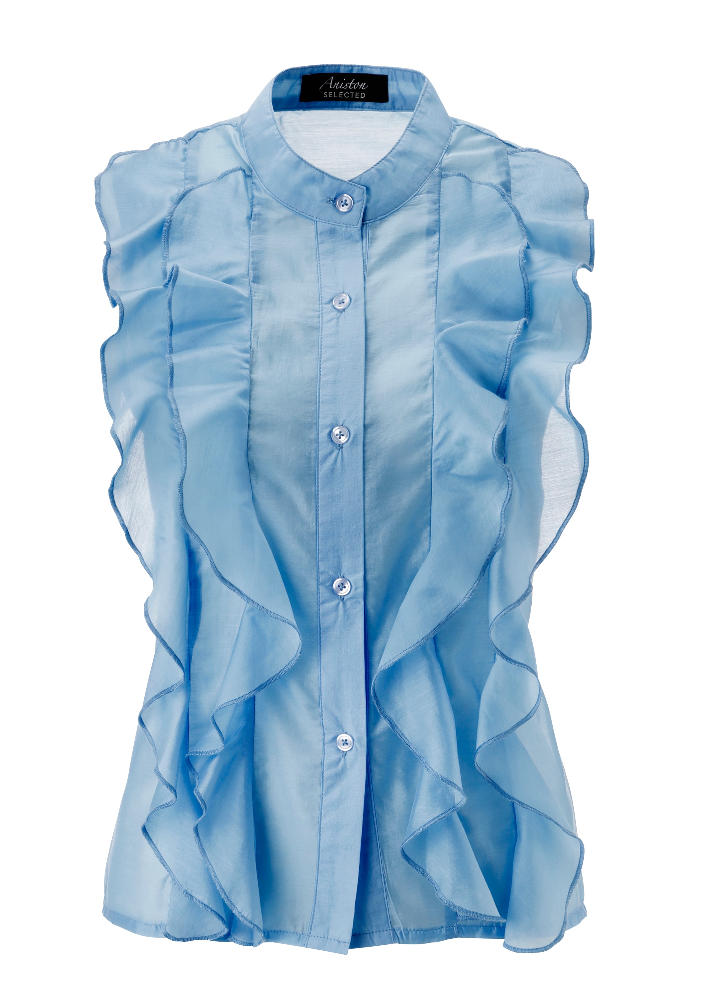 Aniston SELECTED Top chemisier kleiner Stehkragen und längs verlaufende Volants - NEUE KOLLEKTION