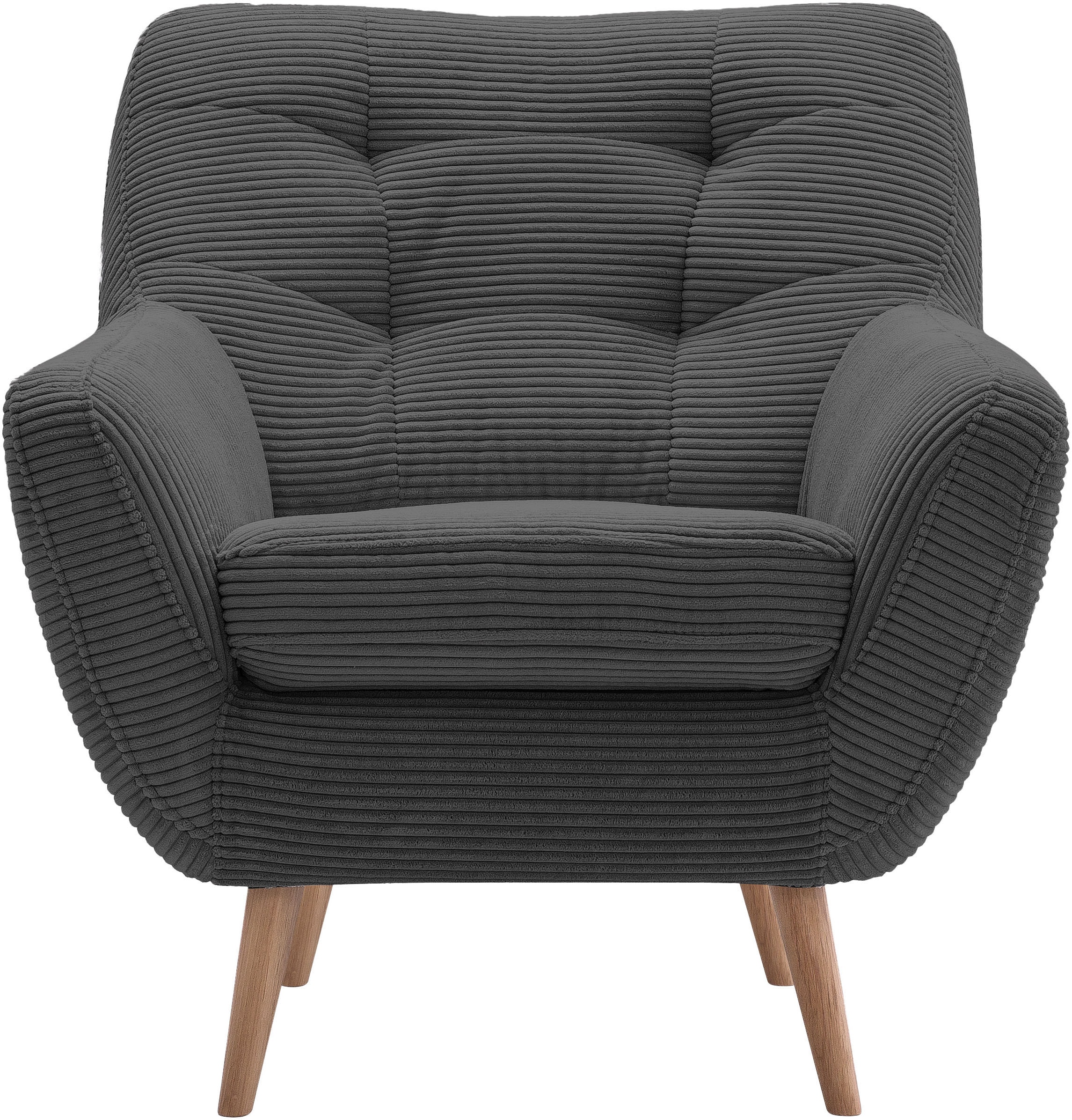 exxpo - sofa fashion Fauteuil »Scandi, Loungesessel mit tollem Sitzkomfort, hochwertige Polsterung« bequem, hohe Holzfüsse