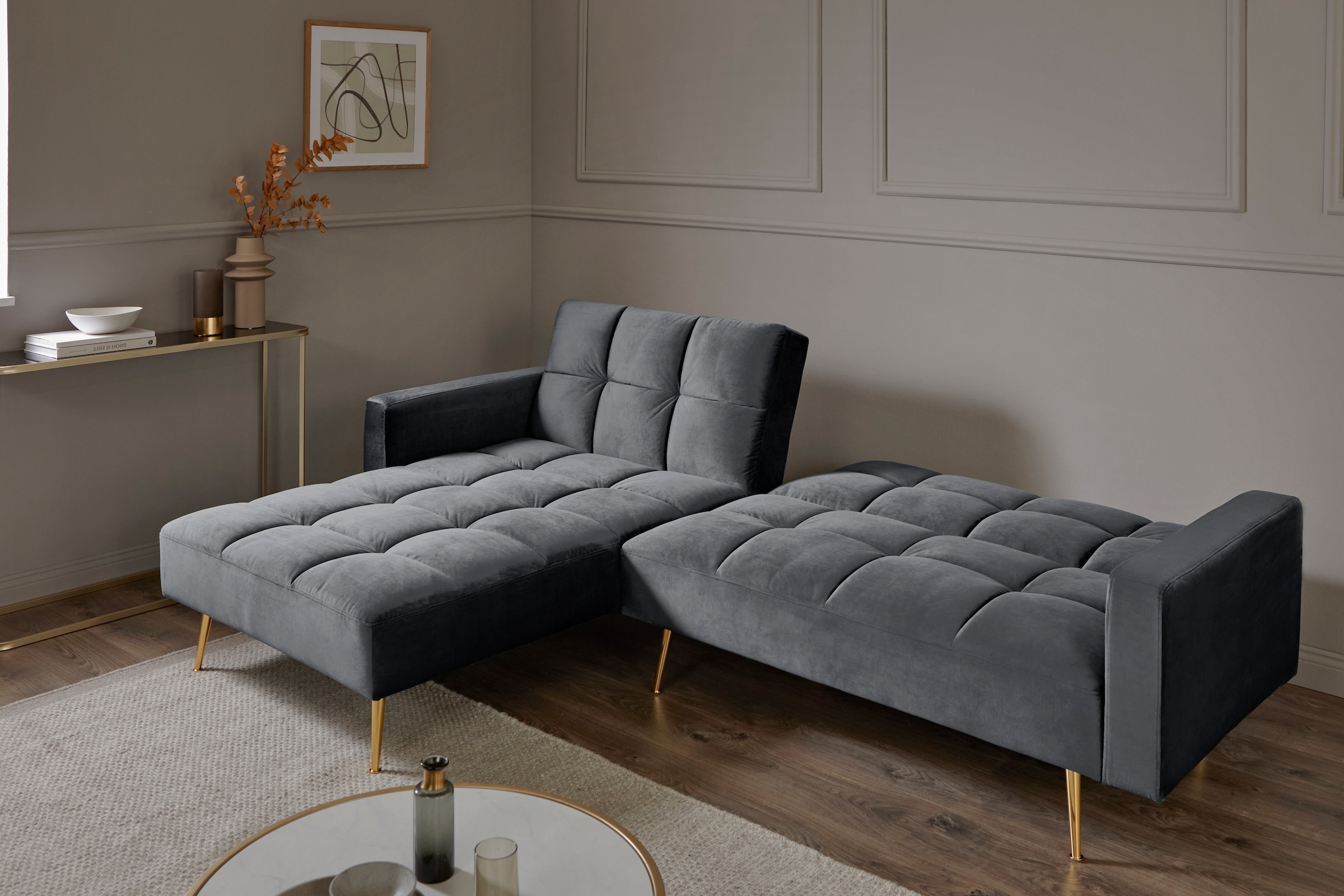 Jahnke Ecksofa »CHILLAX POSH CORNER« mit Schlaffunktion, wechselseitig montierbar, 244 x 150 cm